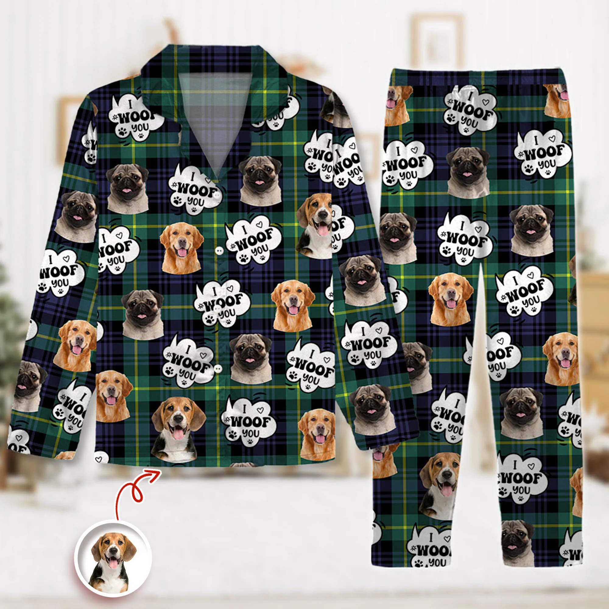 Custom Photo I Woof You - Personalized Pajamas Gift For Dog Lovers HO82 894382 - Image 3