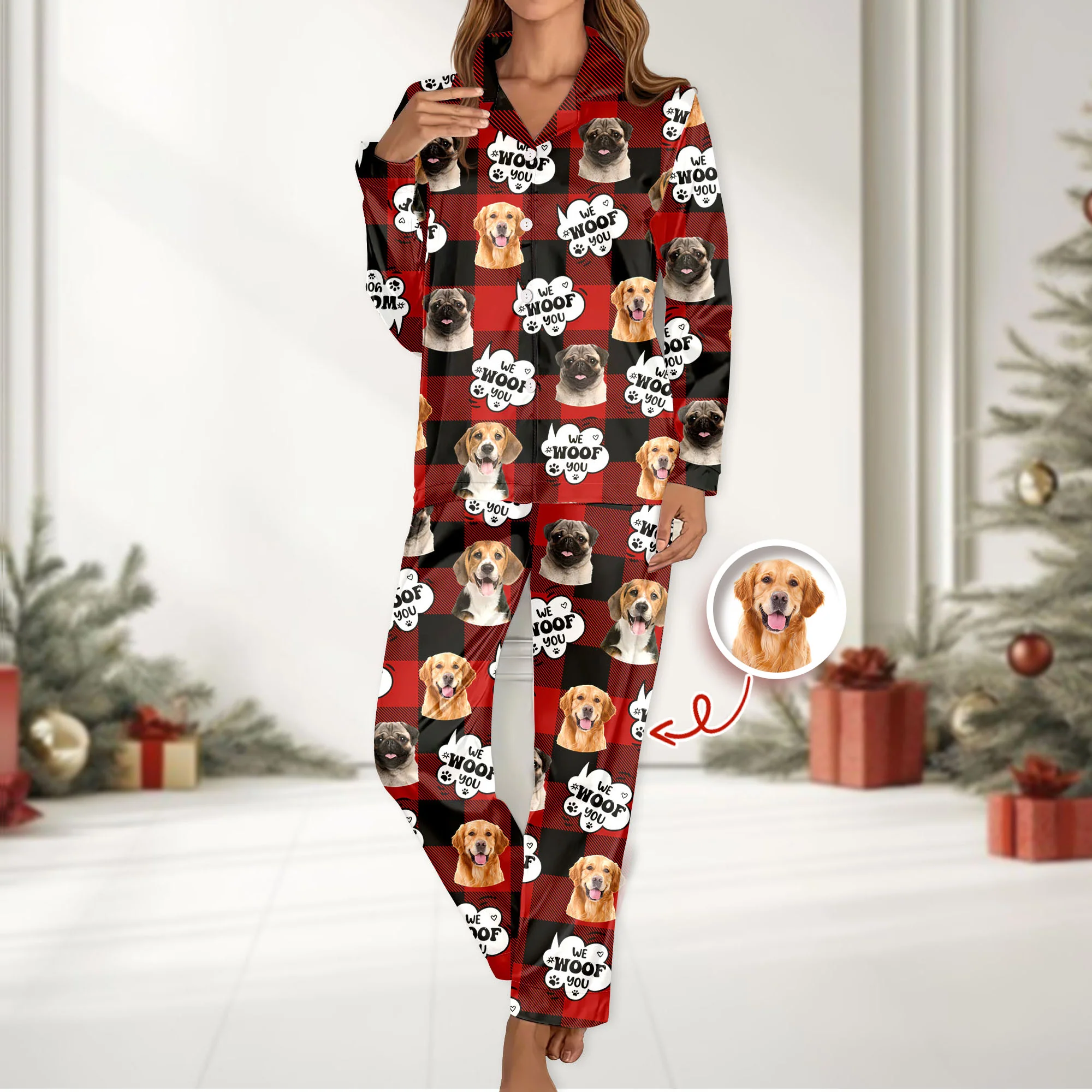 Custom Photo I Woof You - Personalized Pajamas Gift For Dog Lovers HO82 894382 - Image 4