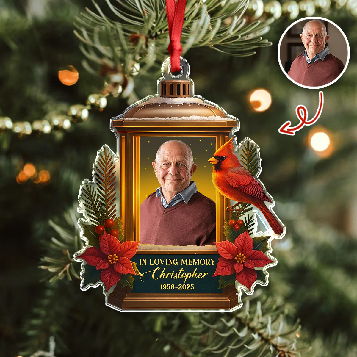 Custom Photo In Loving Memory Memorial Acrylic Ornament HA75 897204 - Image 3
