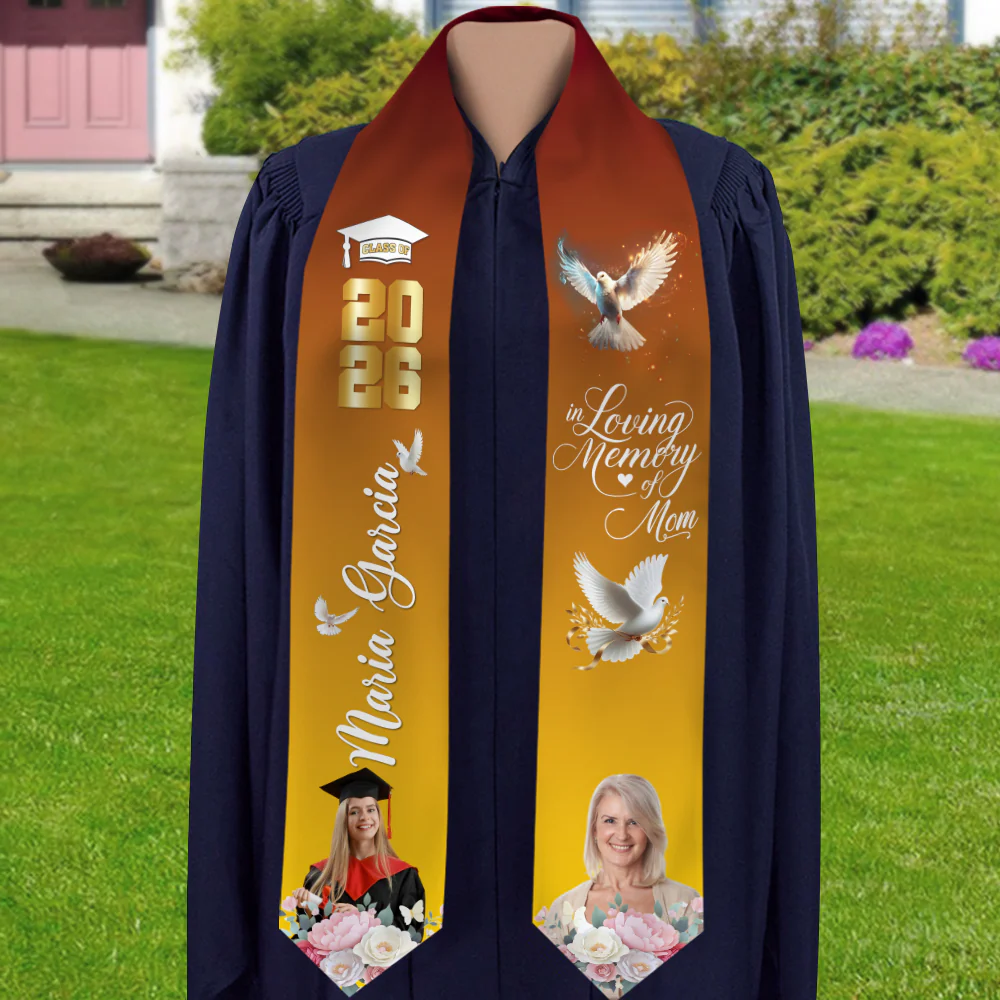 Custom Photo In Loving Memory Of Mom Class of 2026 Graduation Stole TH10 898553 - Image 8