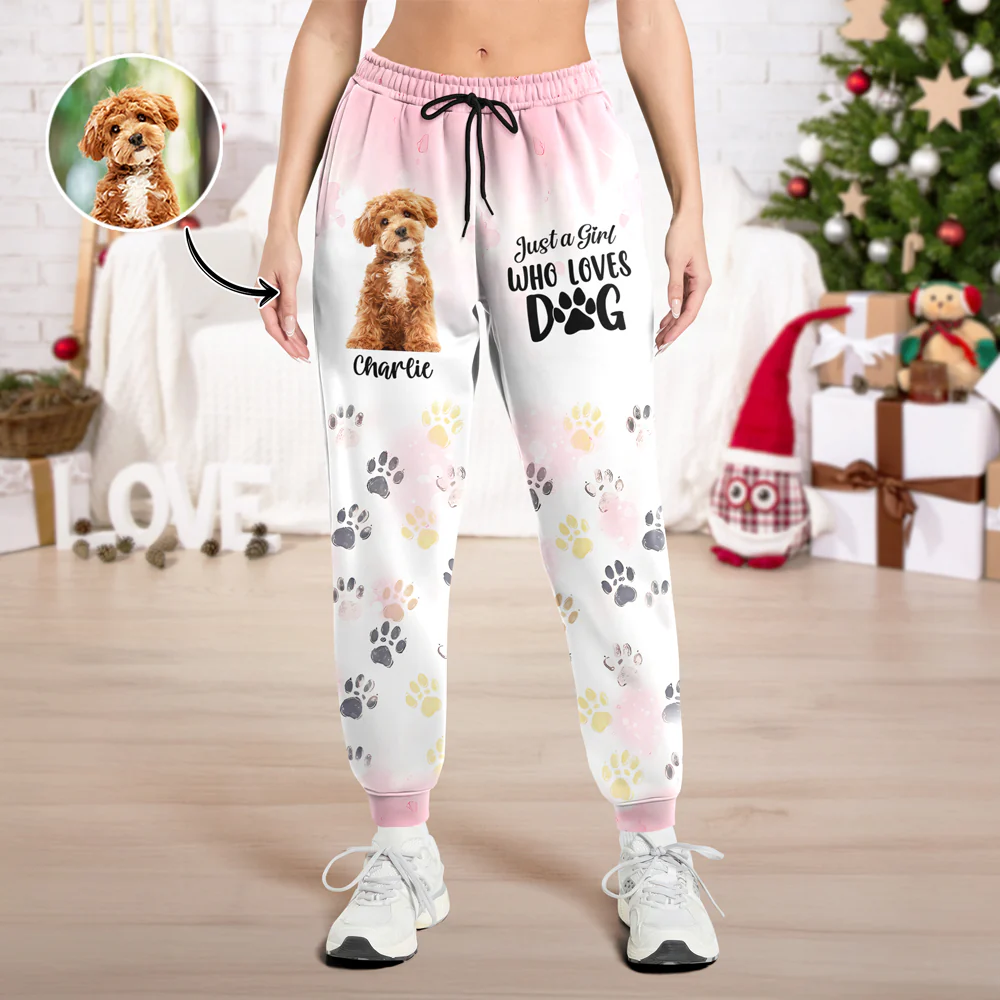 Custom Photo Just A Girl Who Loves Dogs Personalized Sweatpants TH10 894955 - Image 4