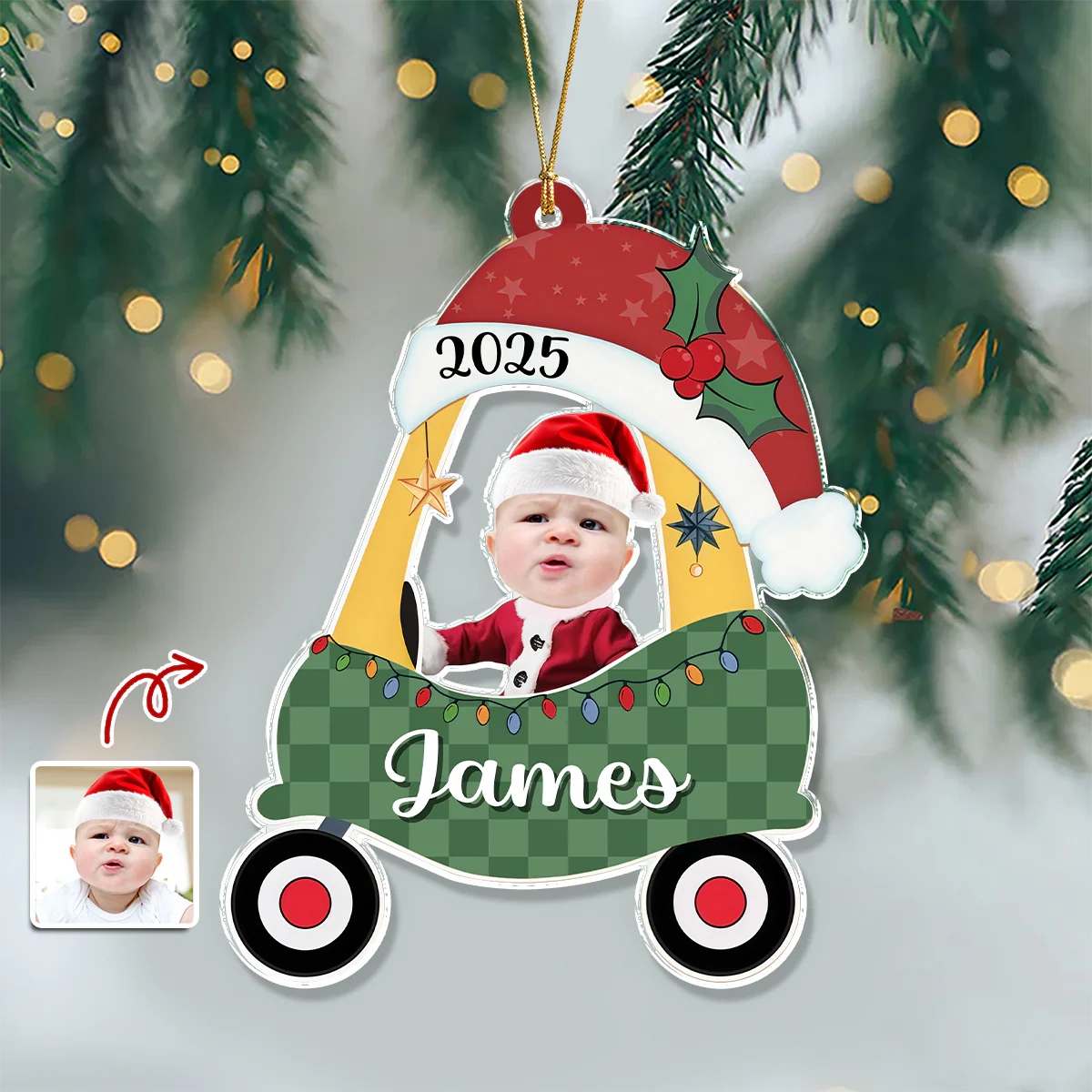 Custom Photo Kid, Baby Christmas Personalized Acrylic Ornament HA75 897530 - Image 5
