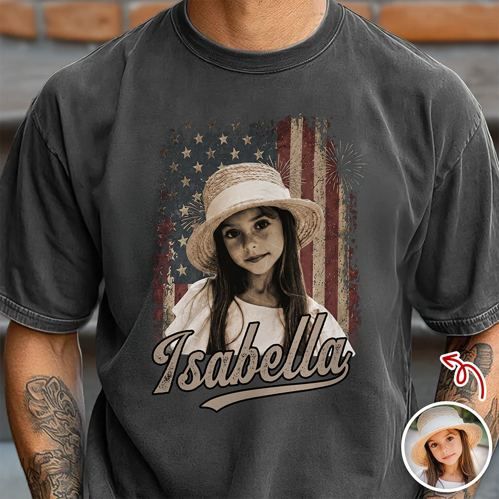 Custom Photo Kids Patriotic Vintage American Flag Comfort Shirt TH10 170245 - Image 2