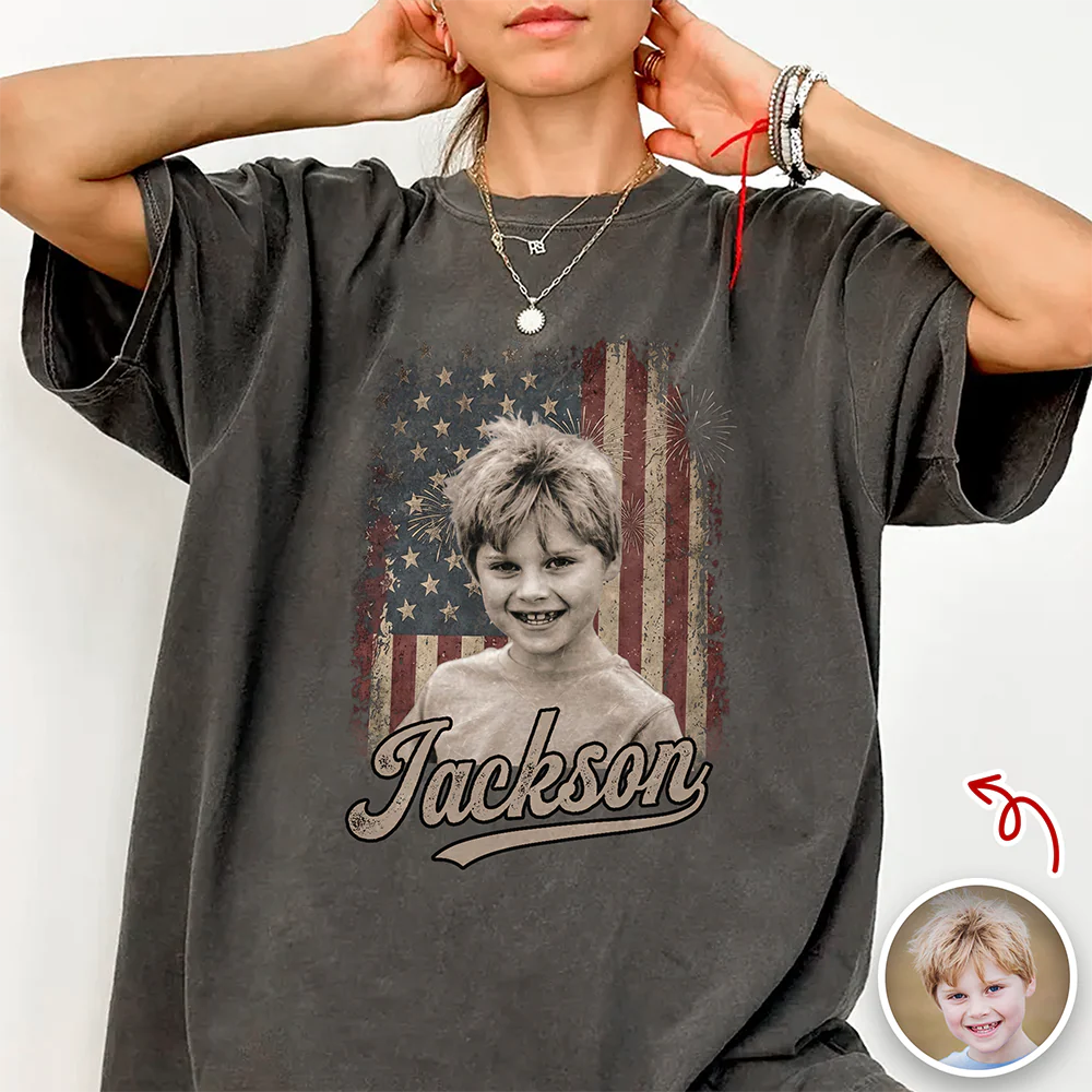 Custom Photo Kids Patriotic Vintage American Flag Comfort Shirt TH10 170245 - Image 3
