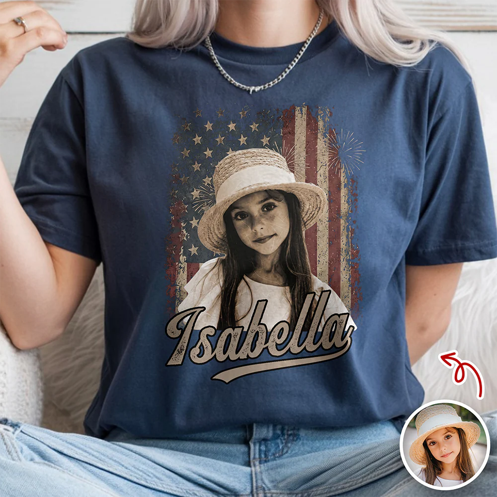 Custom Photo Kids Patriotic Vintage American Flag Comfort Shirt TH10 170245 - Image 5