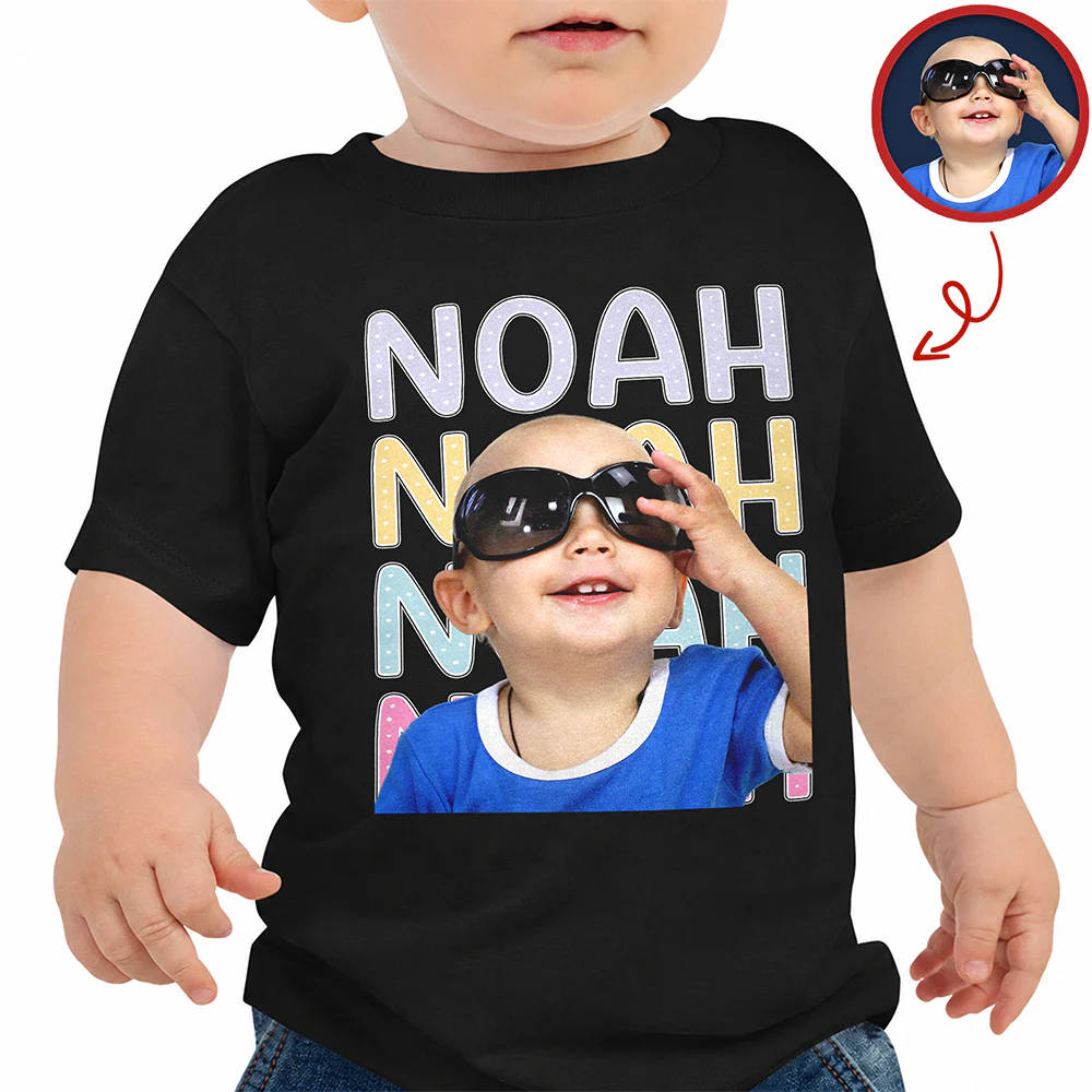 Custom Photo Kids Shirt, Personalized Name Toddler Shirt Cute Back To School Gift, Birthday Gift for Kids LM32 669369 - Image 2