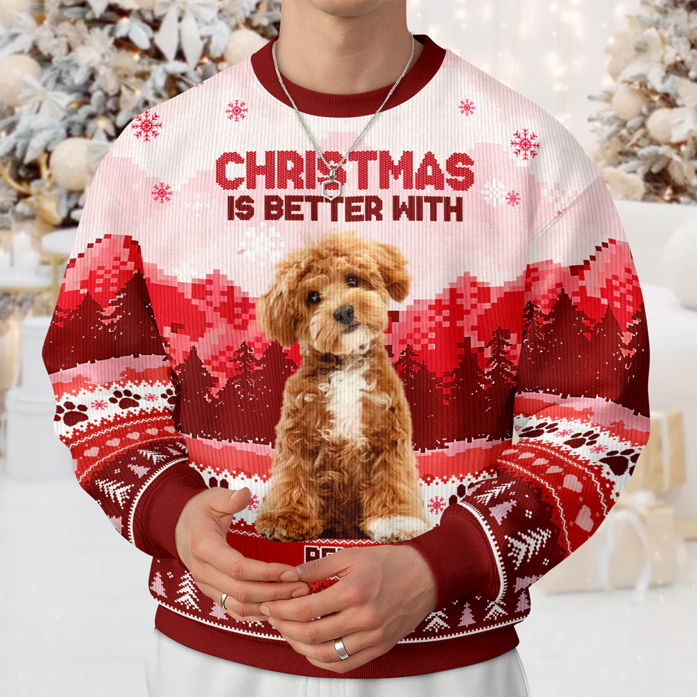 Custom Photo Life Is Better With Dog Personalized Ugly Sweater Christmas Gift For Dog Lovers CH07 899526 - Image 6