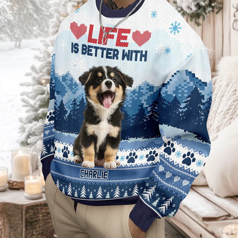 Custom Photo Life Is Better With Dog Personalized Ugly Sweater Christmas Gift For Dog Lovers CH07 899526 - Image 8