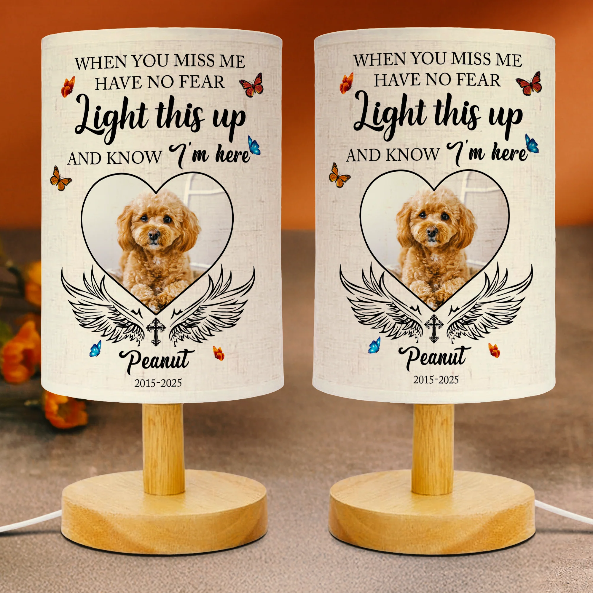 Custom Photo Love Never Leaves, It Lights Up Forever - Memorial Personalized Fabric Lamp CH07 895838 - Image 5