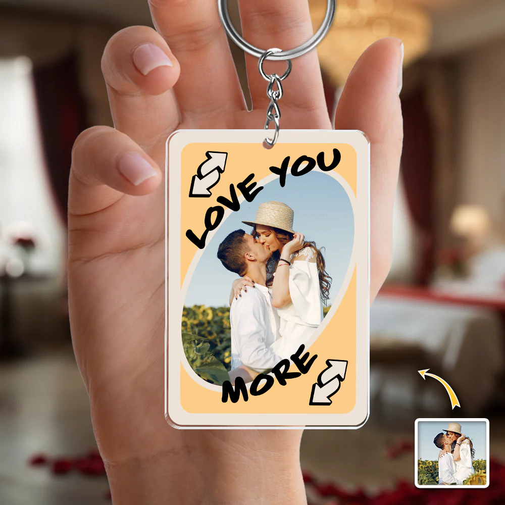 Custom Photo Love You More Couple Acrylic Keychain Valentine's Day Gift HA75 920086 - Image 4