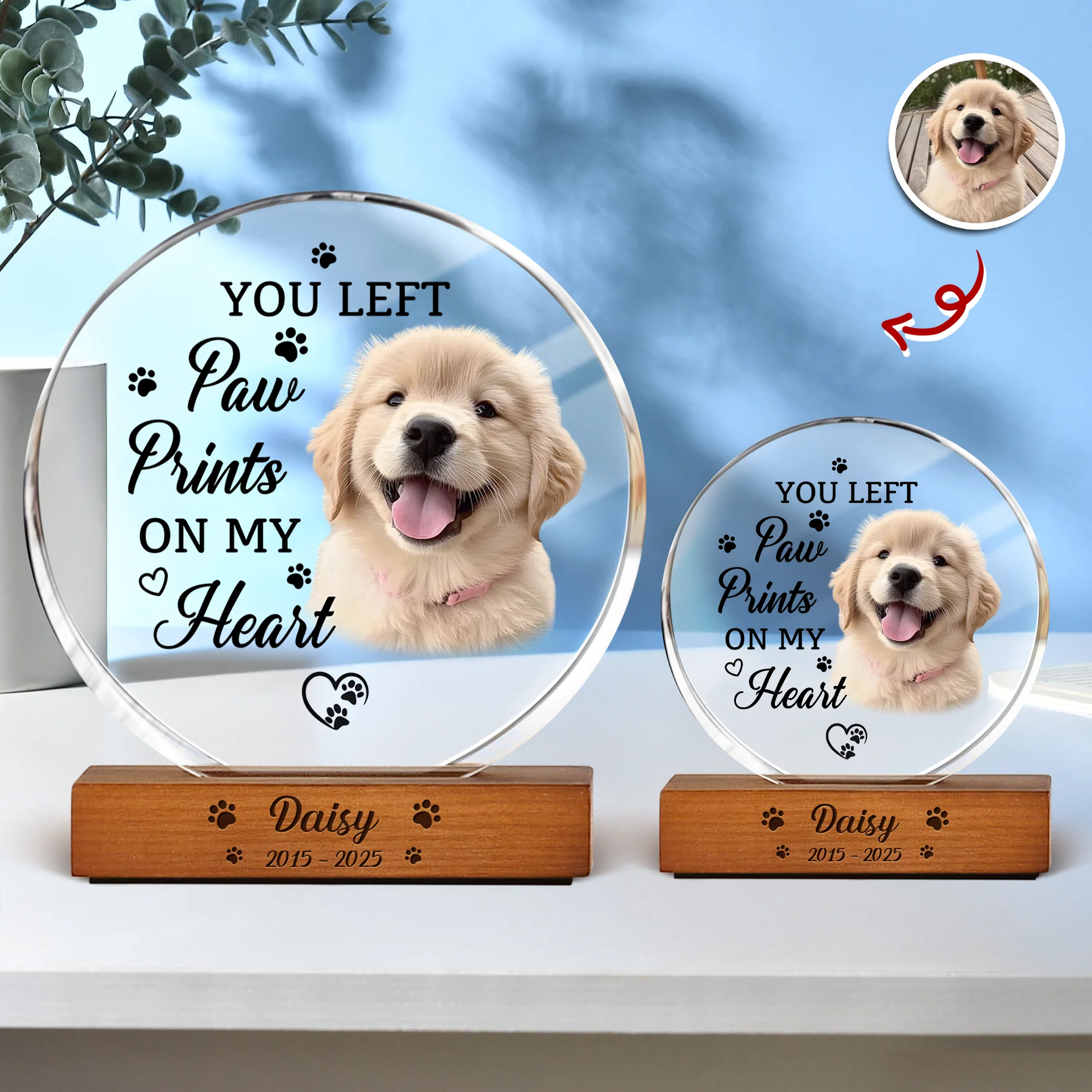Custom Photo Memorial Once By My Side Forever In My Heart Round Acrylic Frame Block HA75 898016 - Image 5
