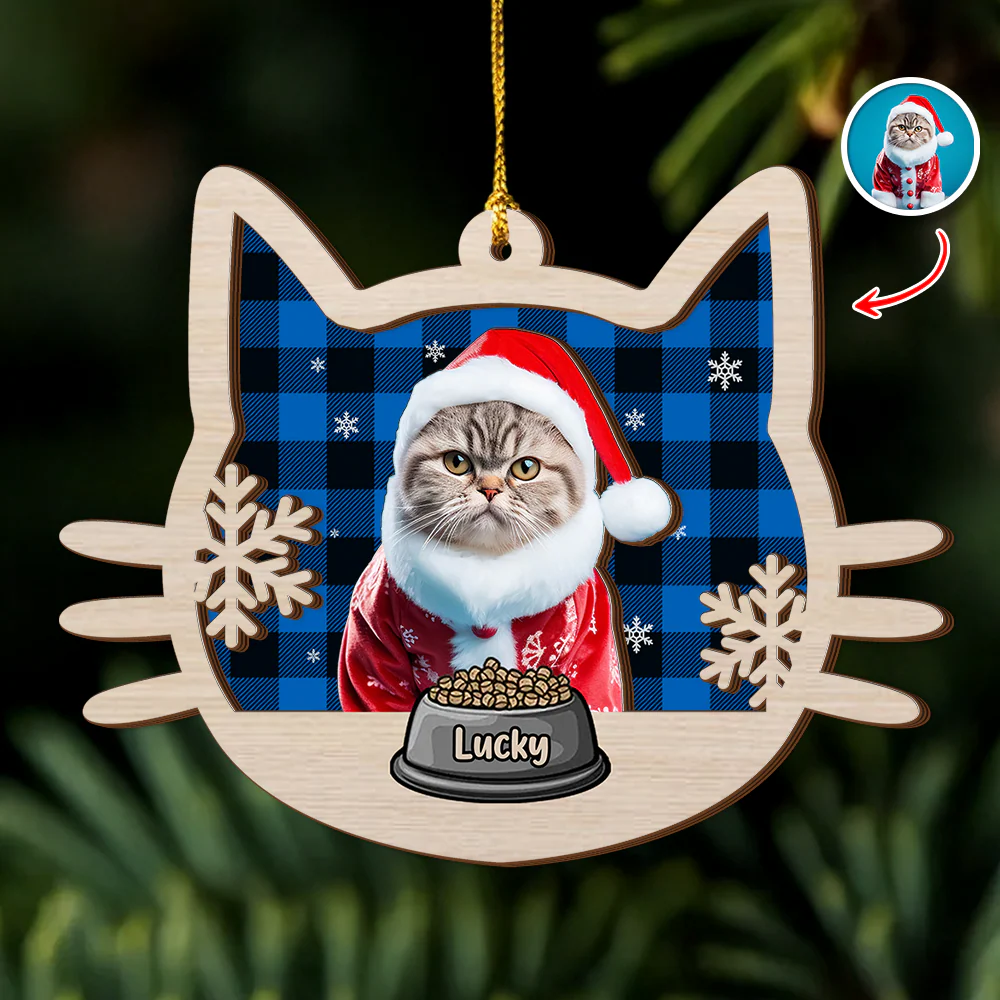 Custom Photo Meowy Christmas 2 Layer Wooden Ornament LM32 895783 - Image 3