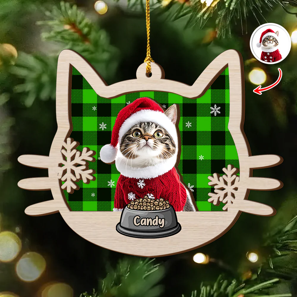 Custom Photo Meowy Christmas 2 Layer Wooden Ornament LM32 895783 - Image 4