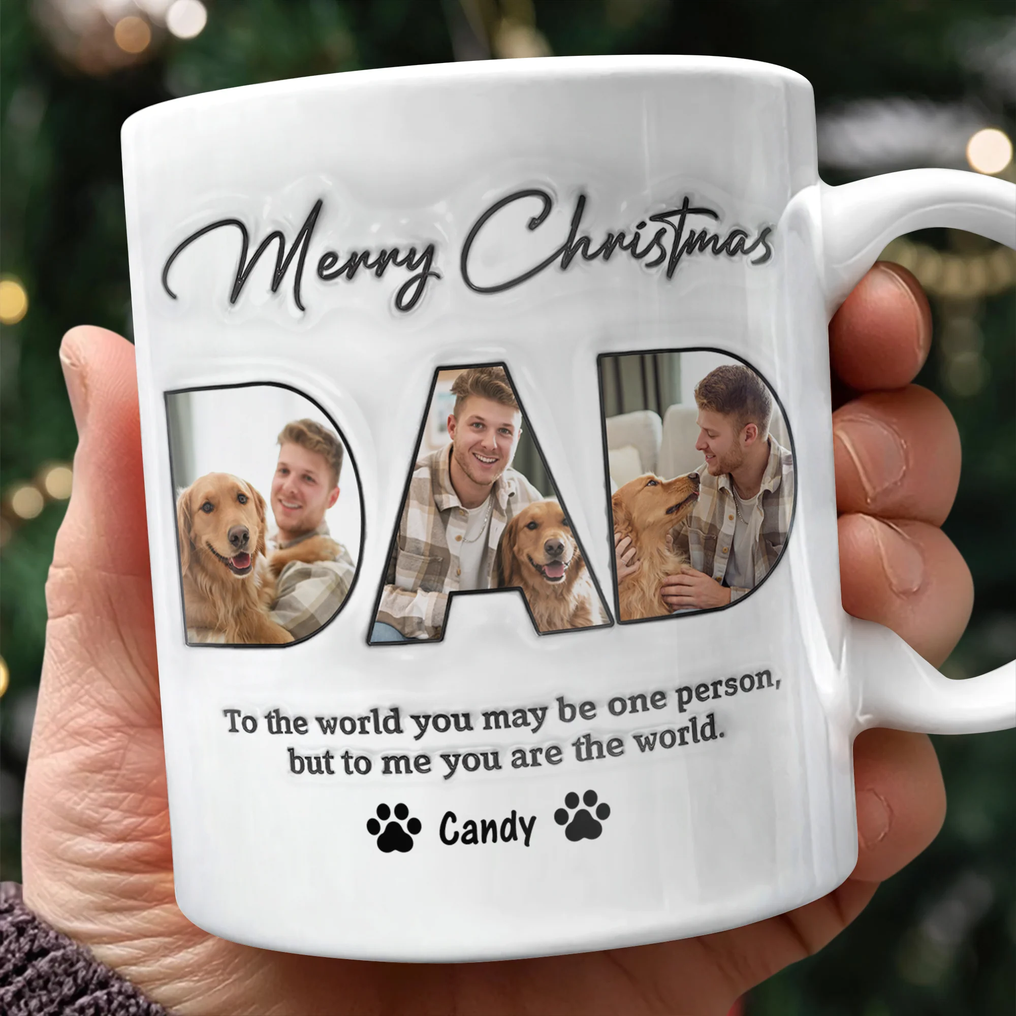 Custom Photo Merry Christmas 3D Inflated Effect Mug For Dad TH10 894315 - Image 2