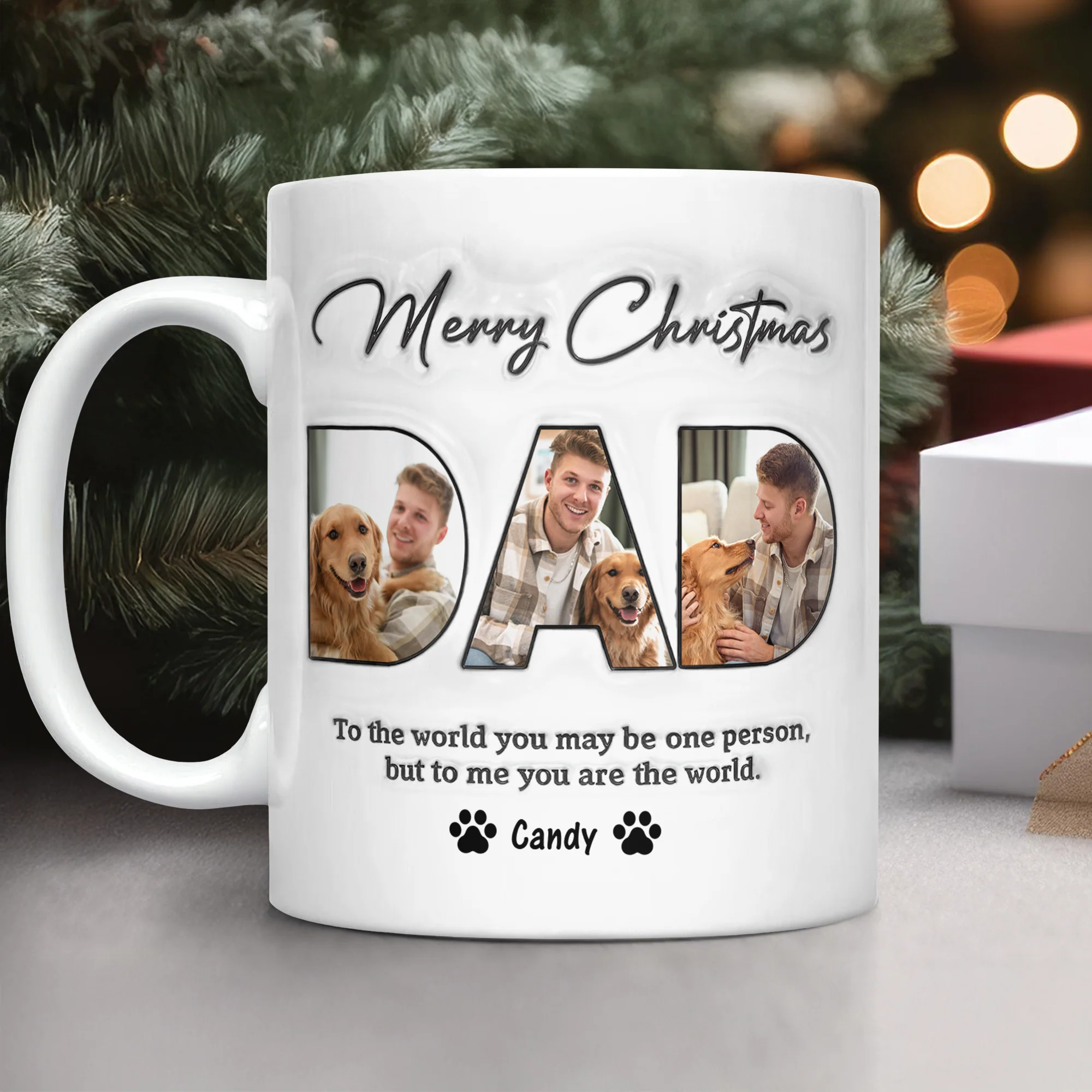 Custom Photo Merry Christmas 3D Inflated Effect Mug For Dad TH10 894315 - Image 4