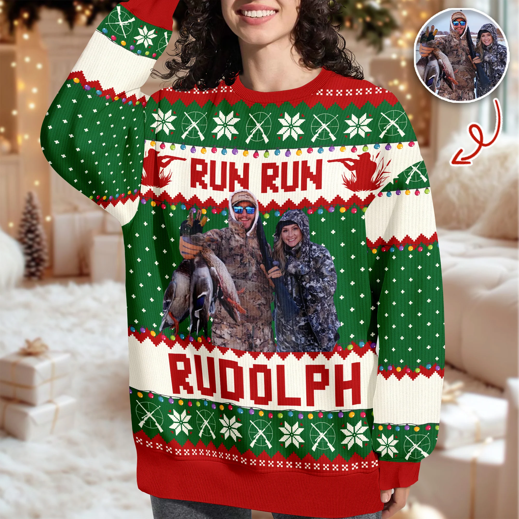 Custom Photo Merry Huntmas - Personalized Ugly Sweater Hunting Christmas Gifts For Dad, Grandpa, Husband TH10 896019 - Image 2
