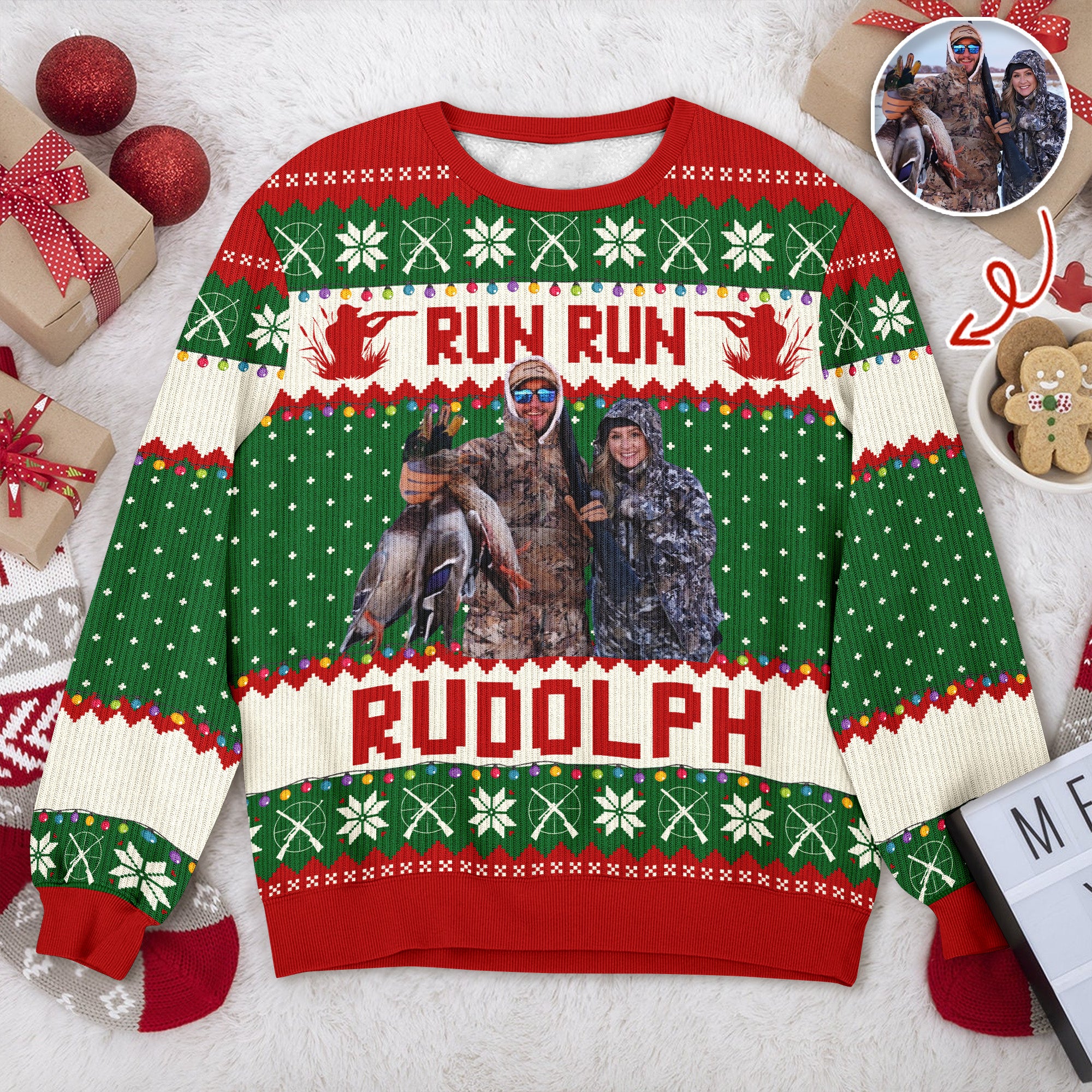 Custom Photo Merry Huntmas - Personalized Ugly Sweater Hunting Christmas Gifts For Dad, Grandpa, Husband TH10 896019 - Image 3