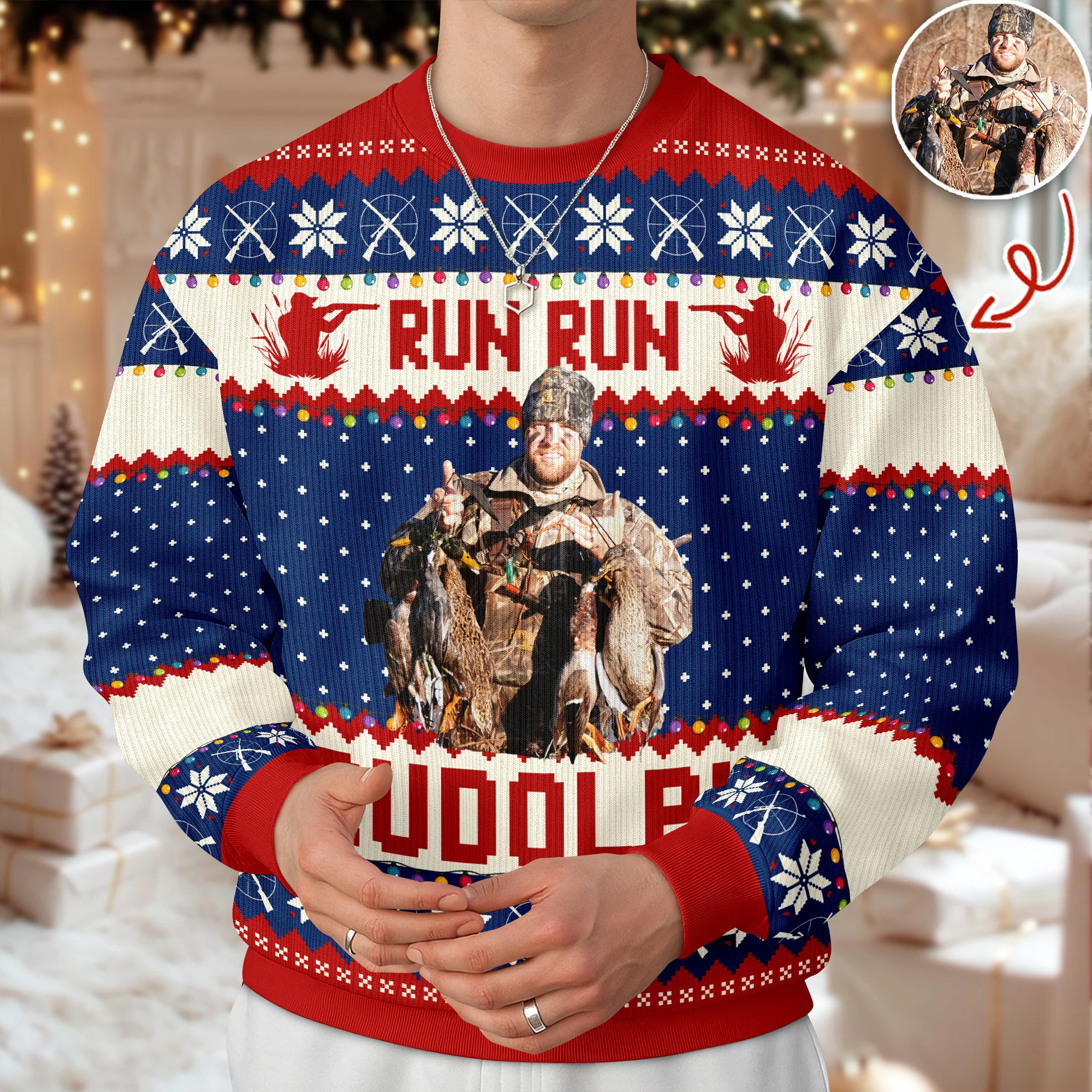Custom Photo Merry Huntmas - Personalized Ugly Sweater Hunting Christmas Gifts For Dad, Grandpa, Husband TH10 896019 - Image 4