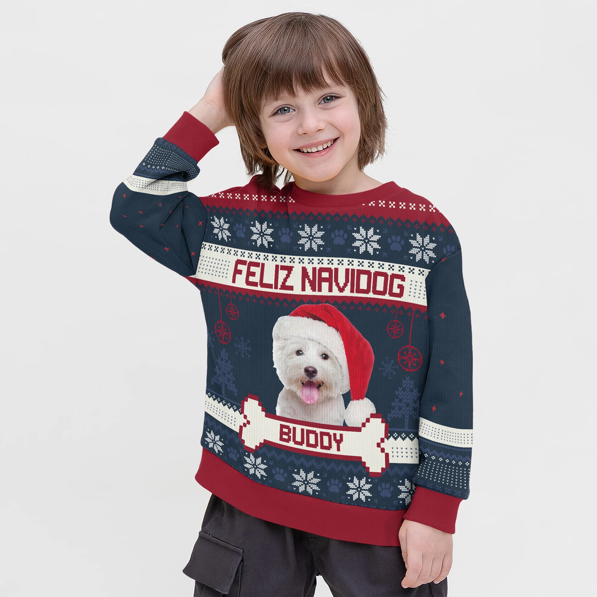Custom Photo Merry Woofmas Feliz Navidog Ugly Sweater Christmas Gift For Dog Lovers CH07 896442 - Image 3