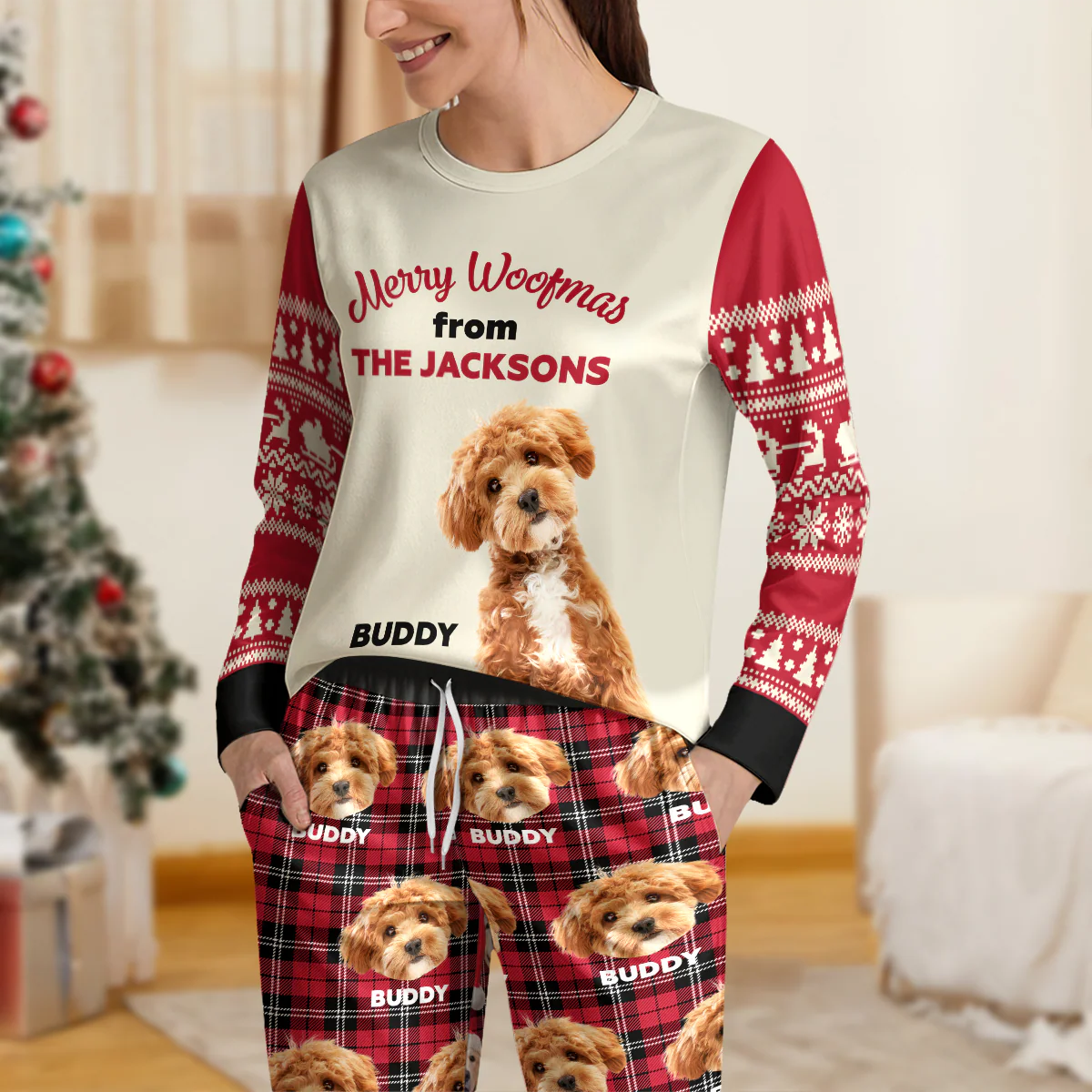 Custom Photo Merry Woofmas Sleepwear For Dog Lovers LM32 895581 - Image 3