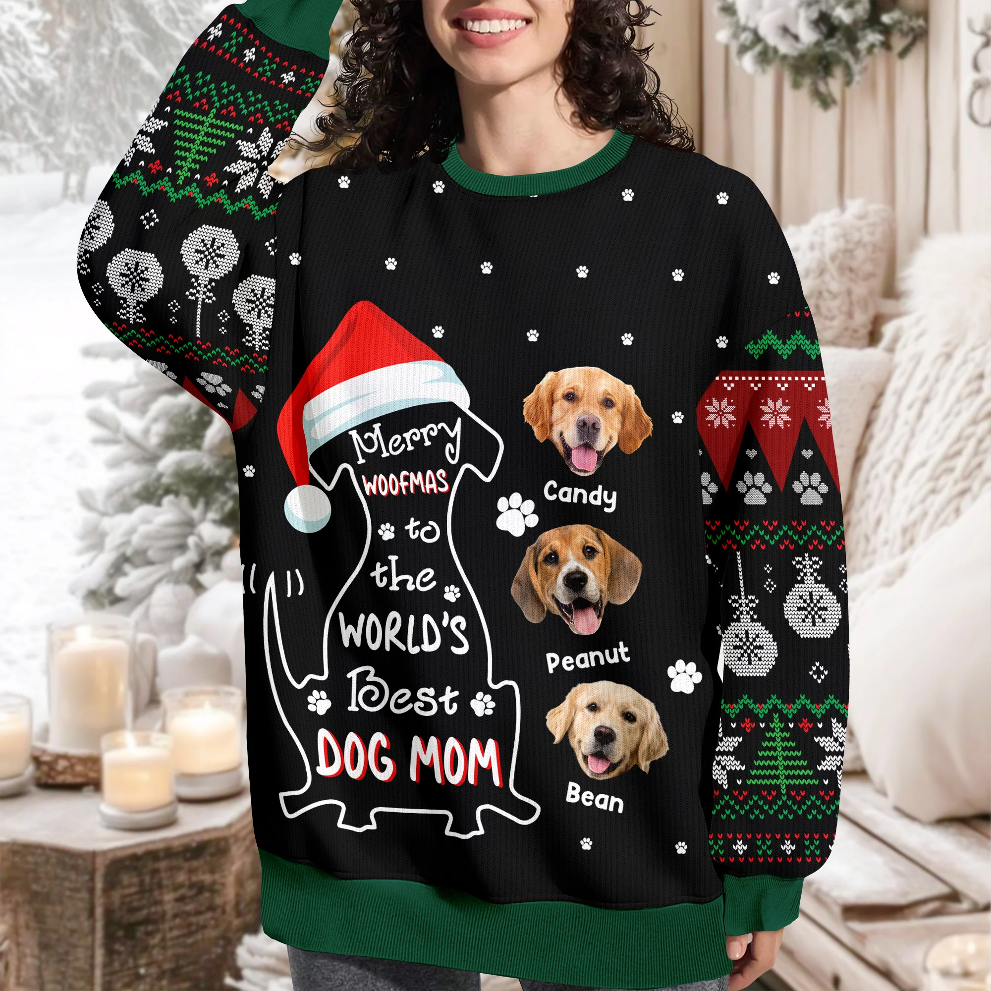 Custom Photo Merry Woofmas To The World Dog Ugly Sweater CH07 899464 - Image 11