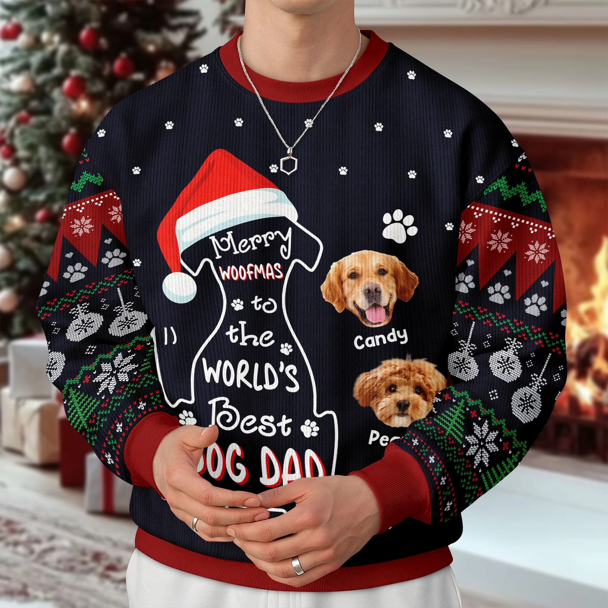 Custom Photo Merry Woofmas To The World Dog Ugly Sweater CH07 899464 - Image 13