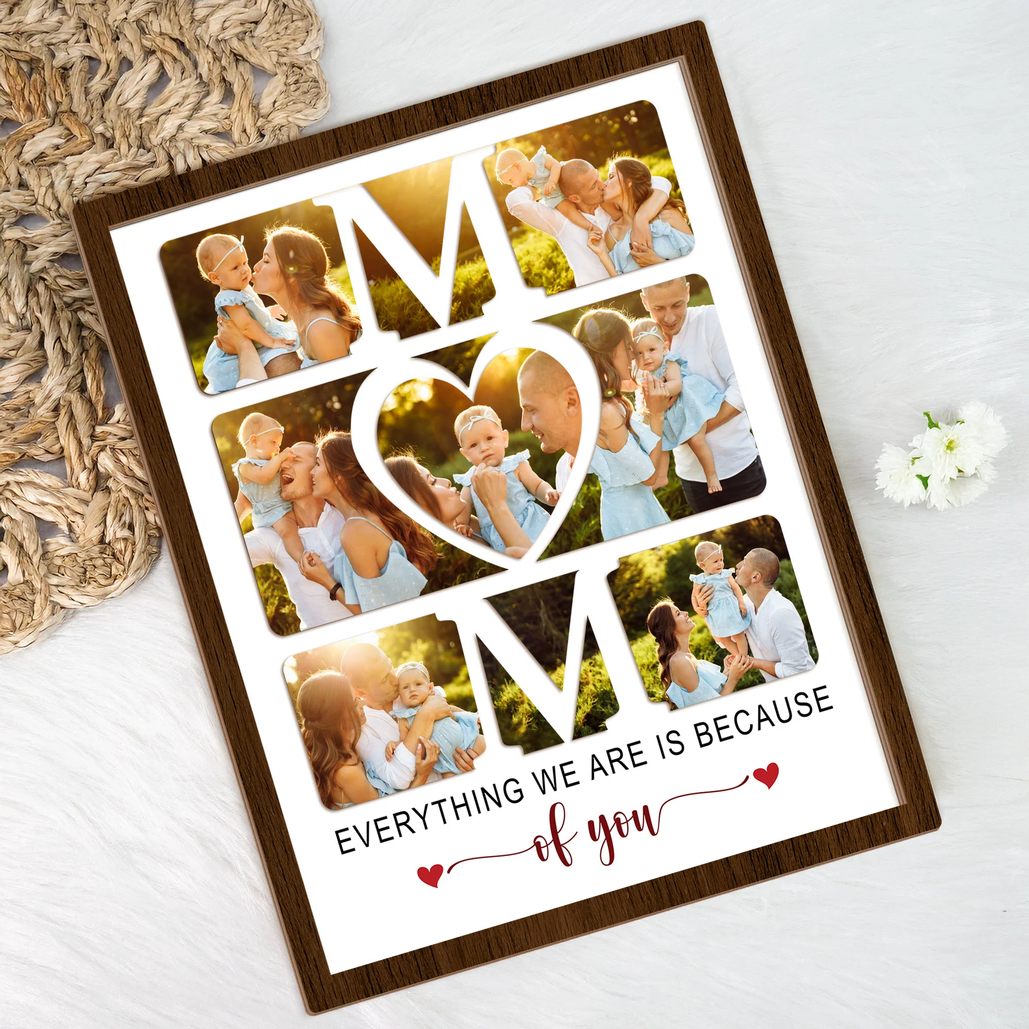 Custom Photo Mom Everything We Are Is Because Of You 2-Layered Wooden Plaque With Stand HO82 901536 - Image 4