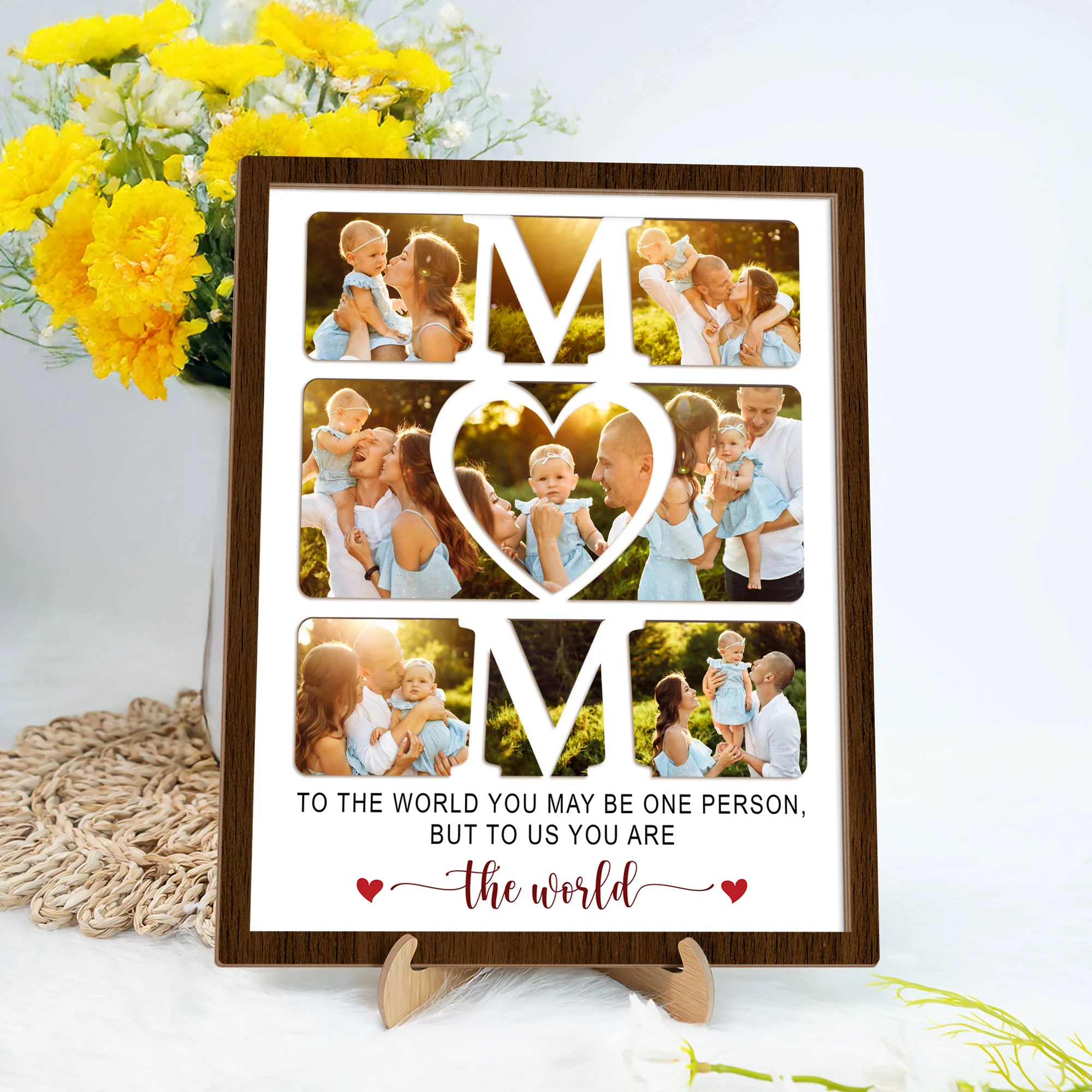 Custom Photo Mom Everything We Are Is Because Of You 2-Layered Wooden Plaque With Stand HO82 901536 - Image 5