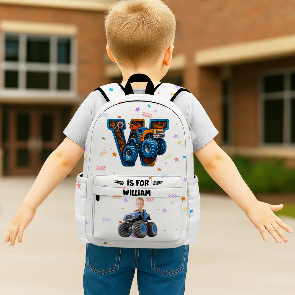 Custom Photo Monster Truck Alphabet Letters Backpack LM32 893927 - Image 2