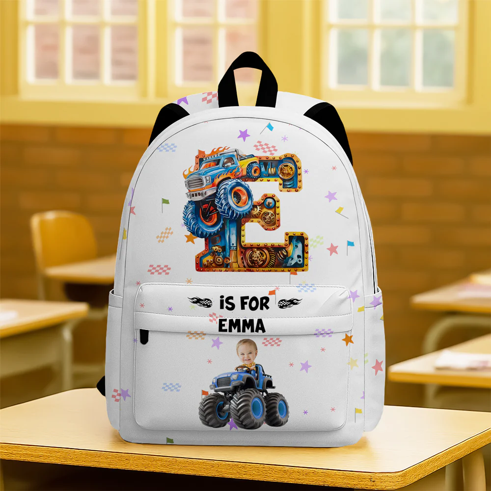 Custom Photo Monster Truck Alphabet Letters Backpack LM32 893927 - Image 3