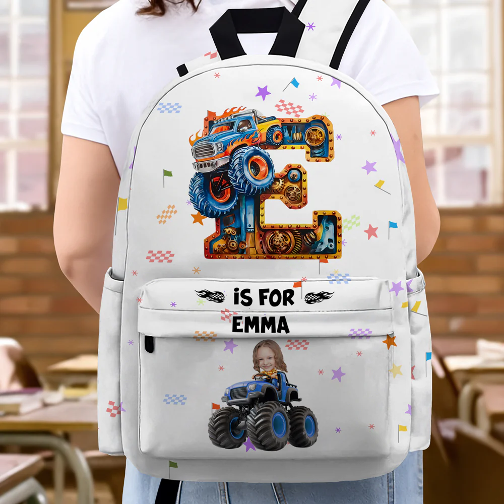 Custom Photo Monster Truck Alphabet Letters Backpack LM32 893927 - Image 8