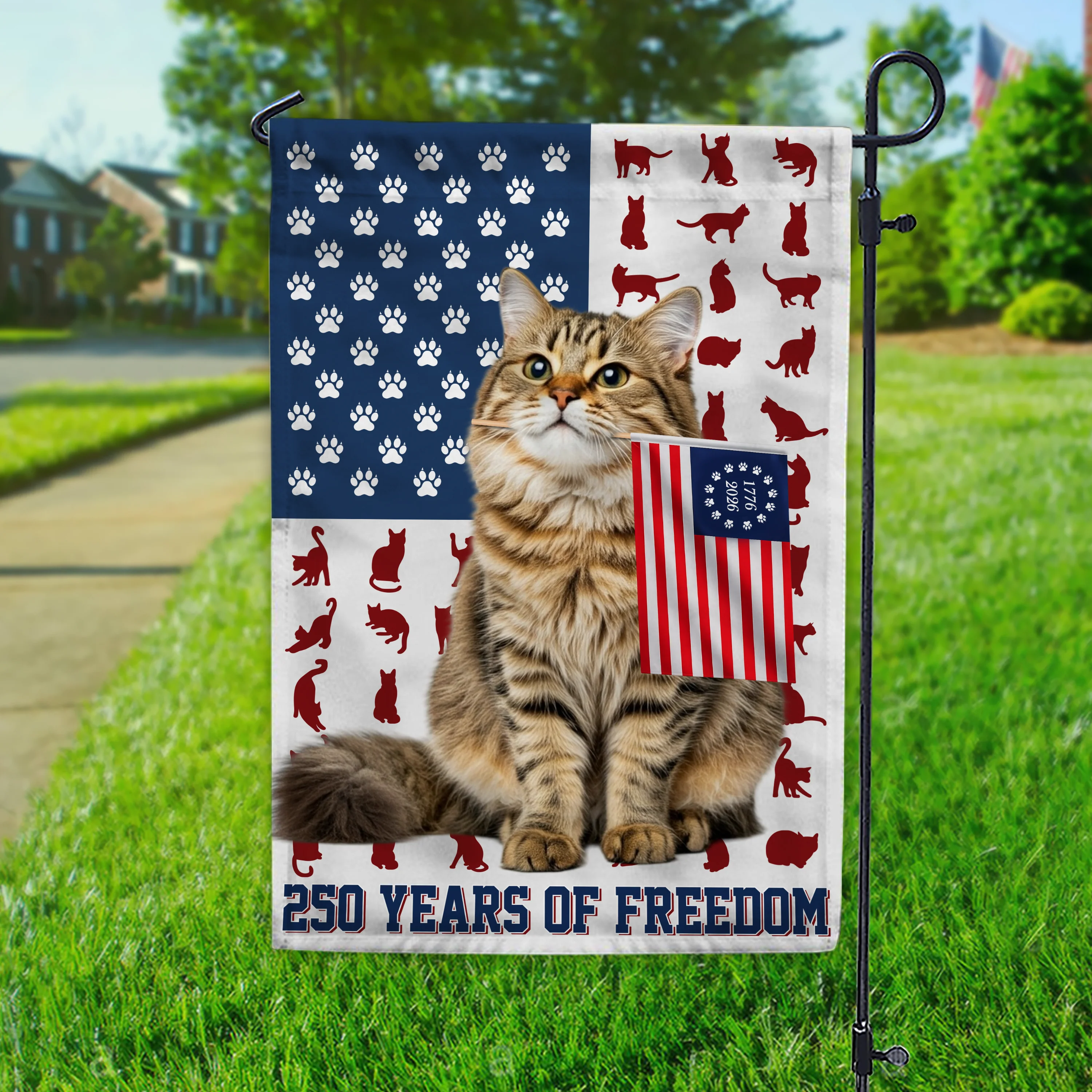 Custom Photo My Cat Loves USA 250 Years of Freedom Patriotic Garden Flag HA75 898910 - Image 2
