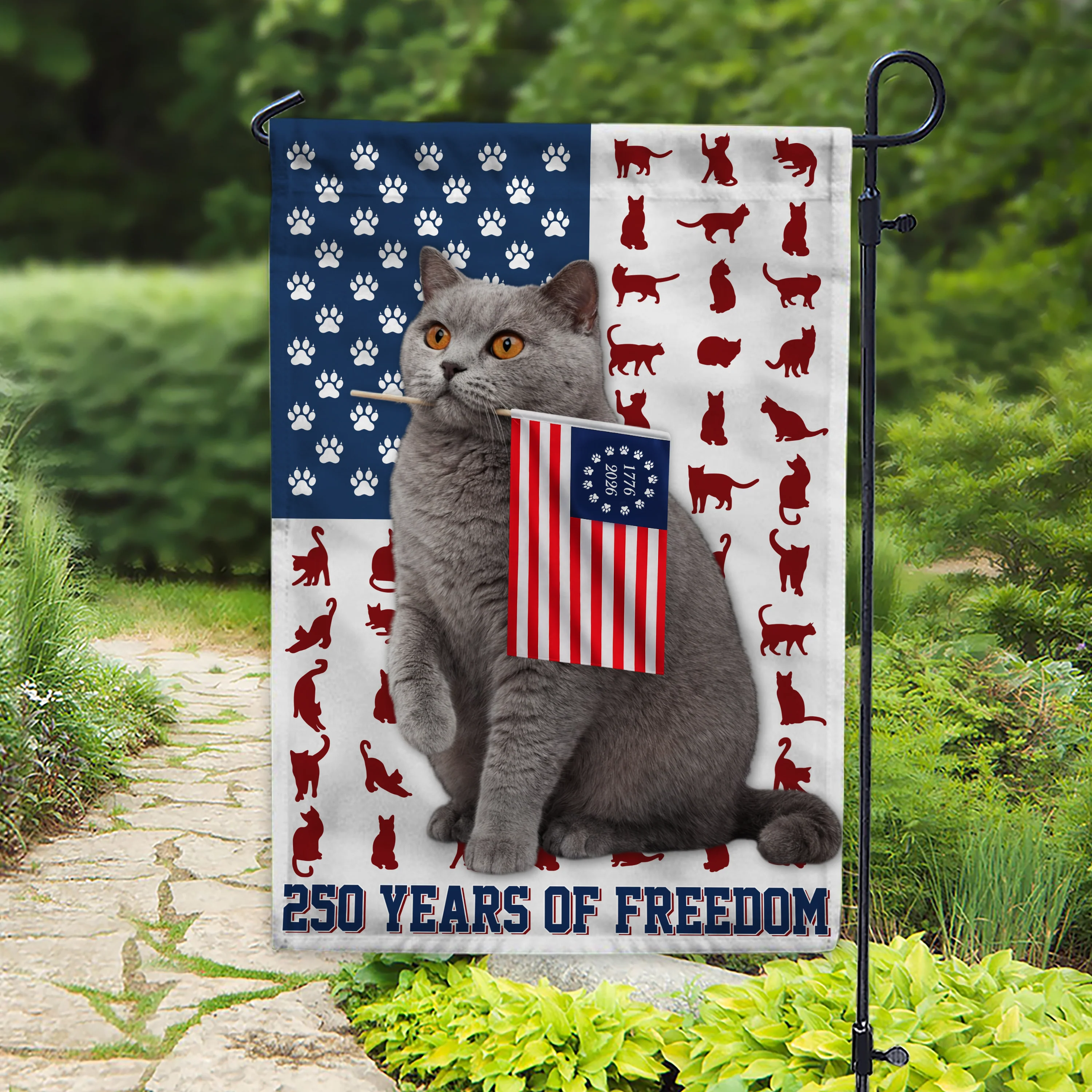 Custom Photo My Cat Loves USA 250 Years of Freedom Patriotic Garden Flag HA75 898910 - Image 3