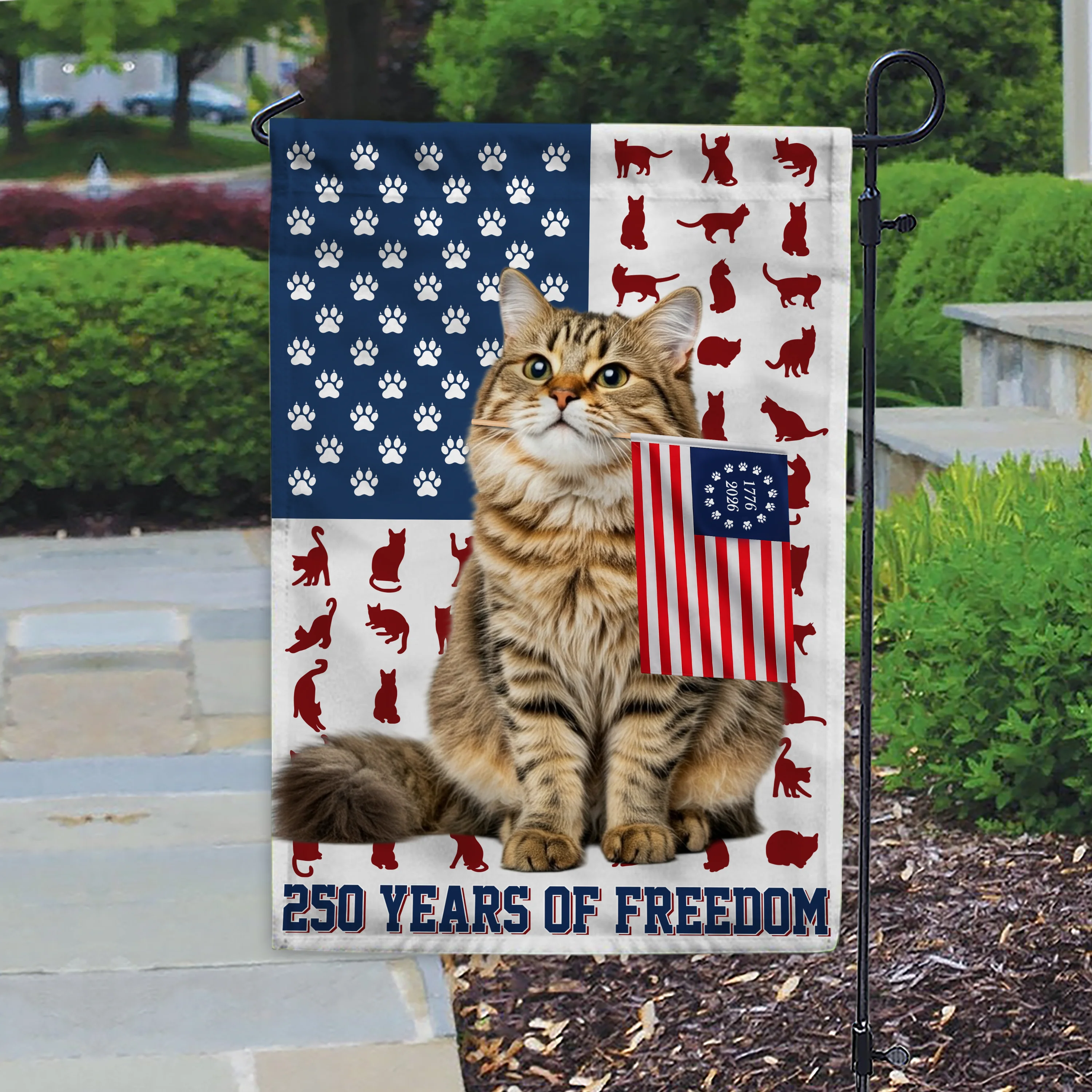 Custom Photo My Cat Loves USA 250 Years of Freedom Patriotic Garden Flag HA75 898910 - Image 5