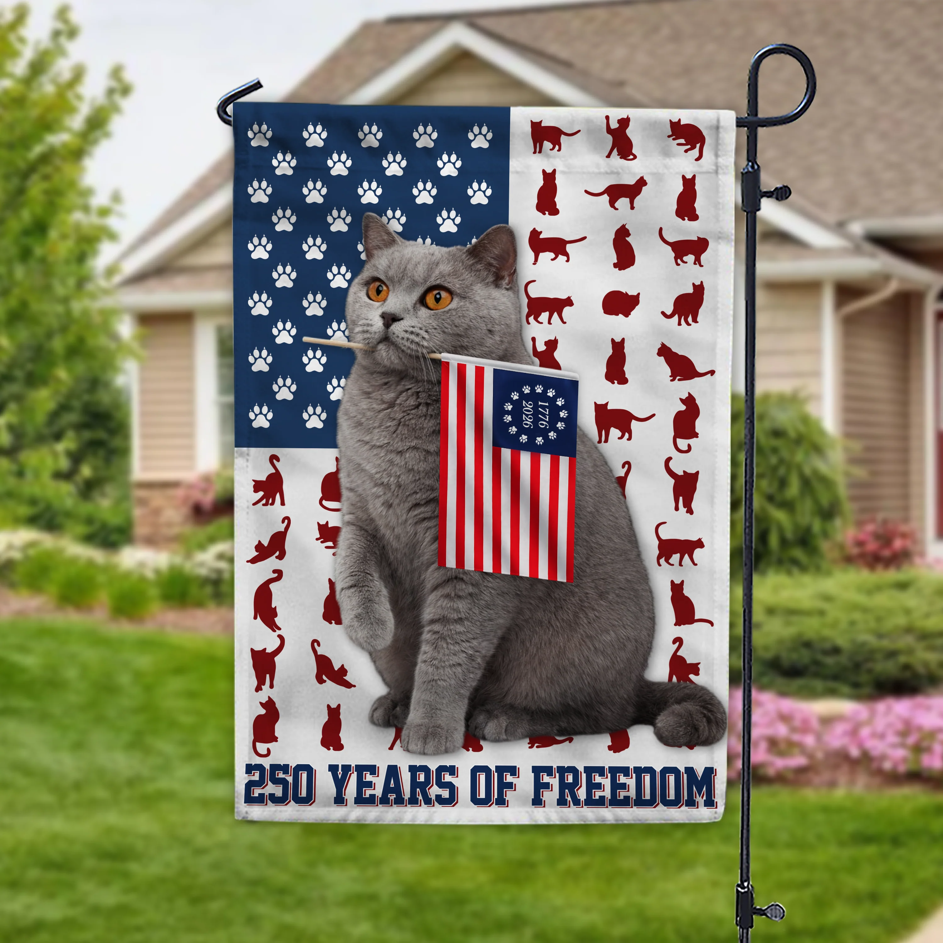 Custom Photo My Cat Loves USA 250 Years of Freedom Patriotic Garden Flag HA75 898910 - Image 6