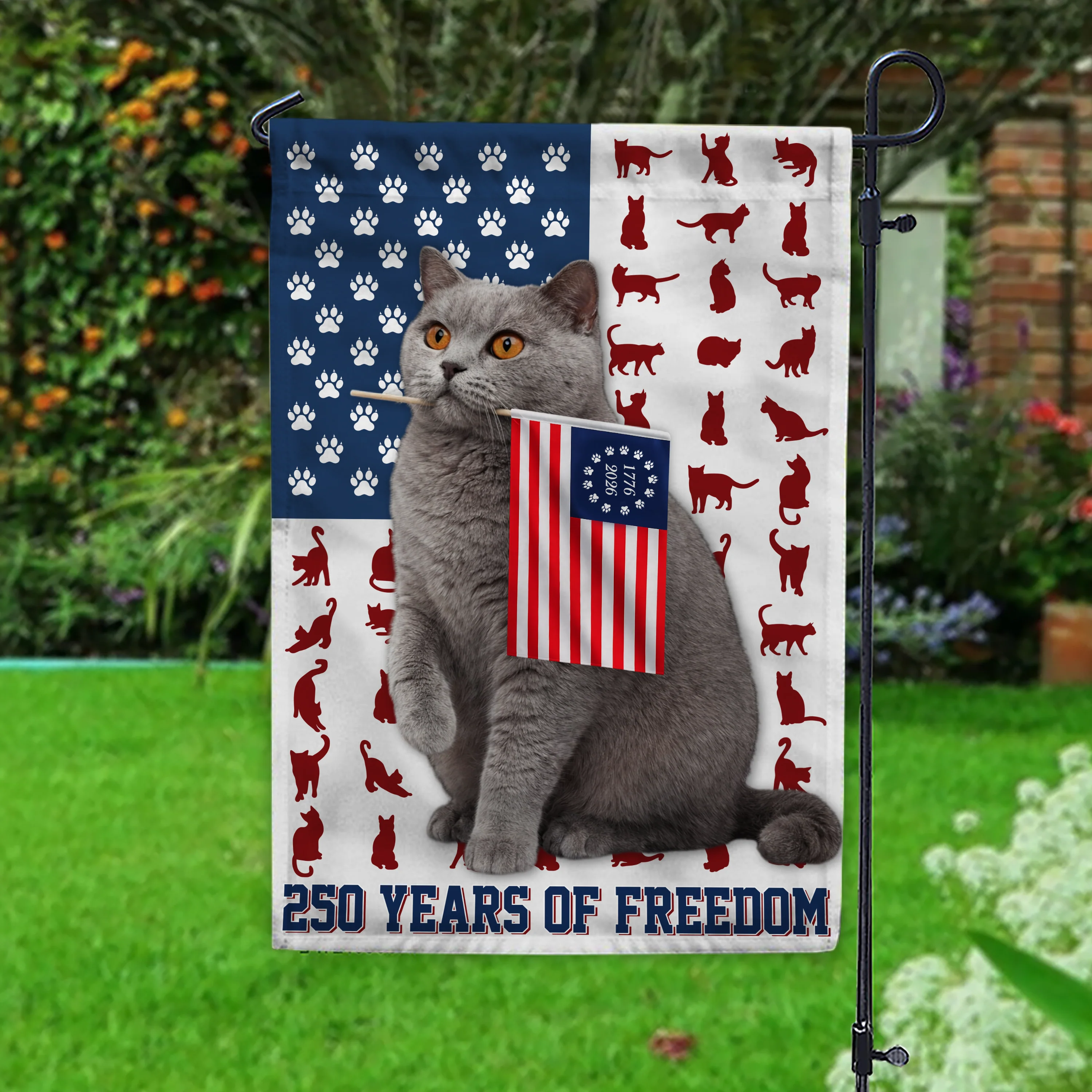Custom Photo My Cat Loves USA 250 Years of Freedom Patriotic Garden Flag HA75 898910 - Image 8