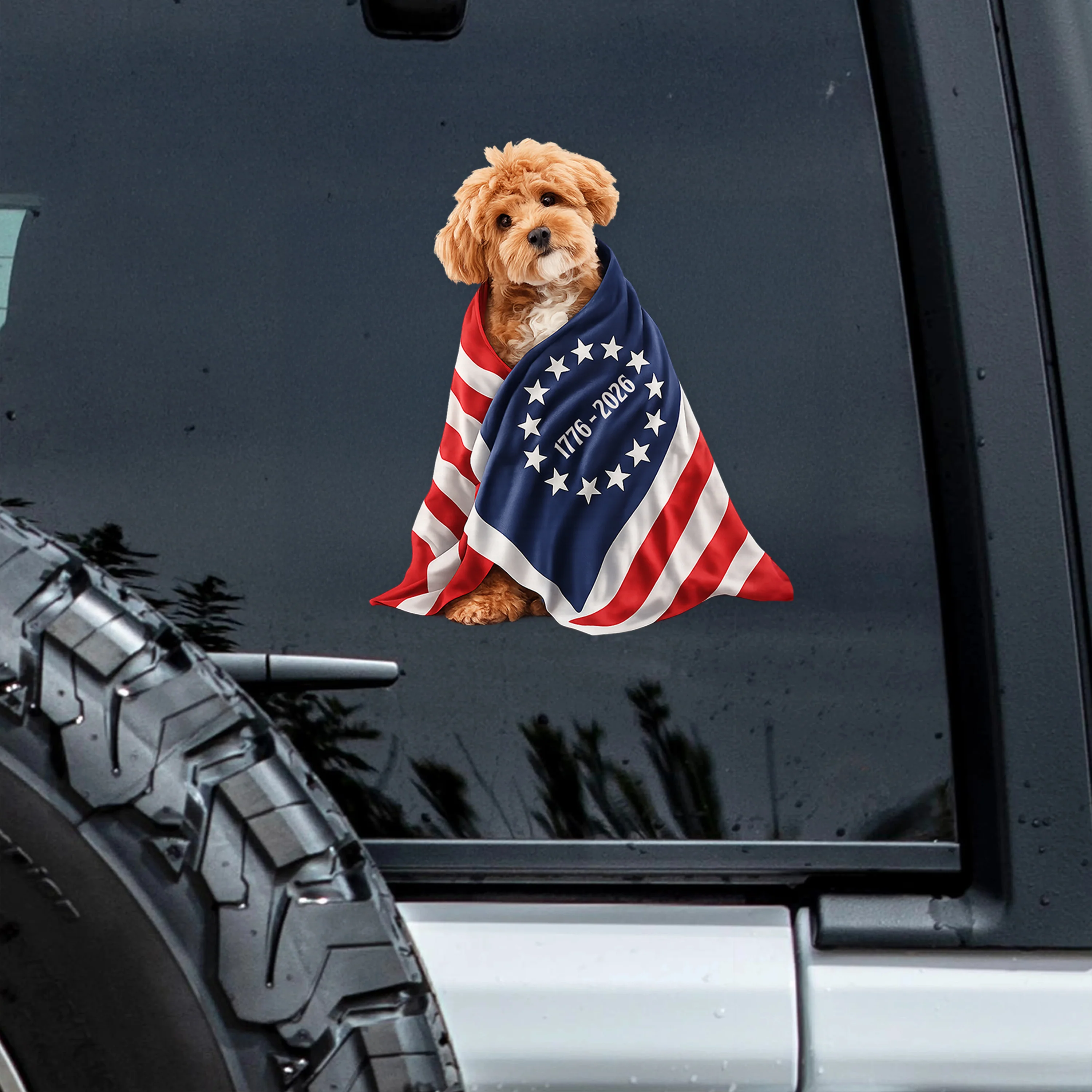 Custom Photo My Dog, Cat Loves USA 250 Patriotic Car Window Decal Sticker HA75 920222 - Image 4