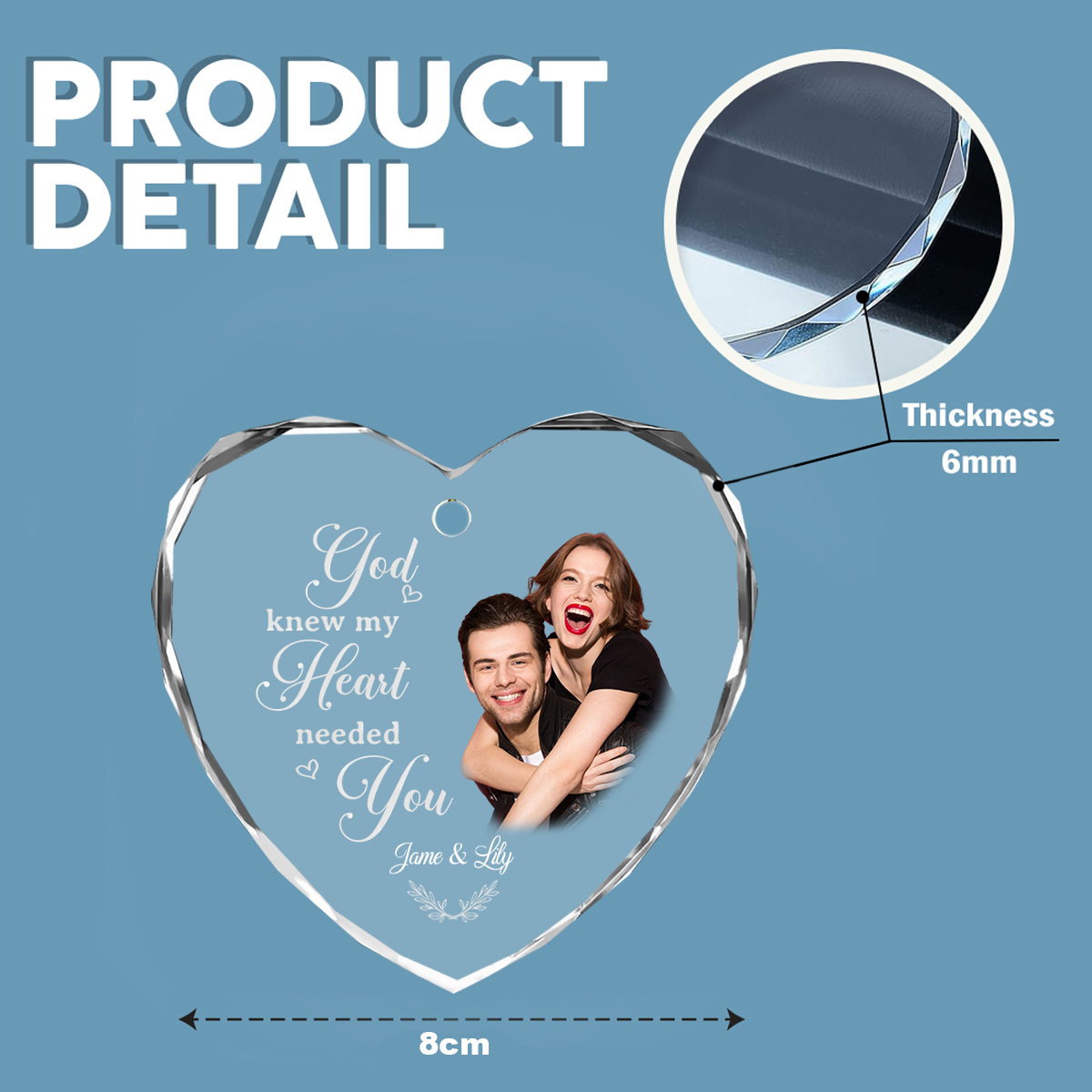 Custom Photo My Favorite Place In All The World Is Next To You Couple Heart Shape Glass Ornament HA75 892838 - Image 6