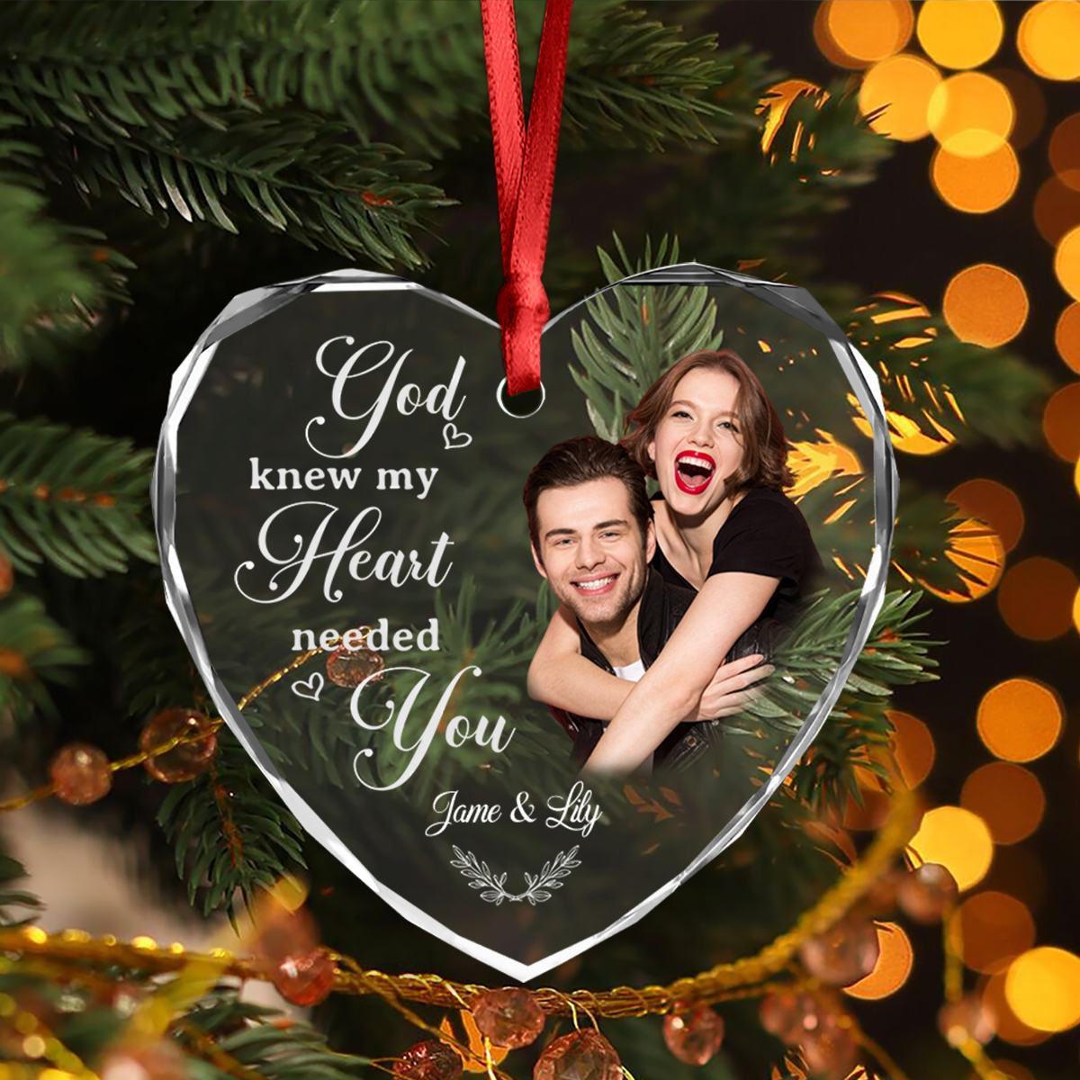 Custom Photo My Favorite Place In All The World Is Next To You Couple Heart Shape Glass Ornament HA75 892838 - Image 8