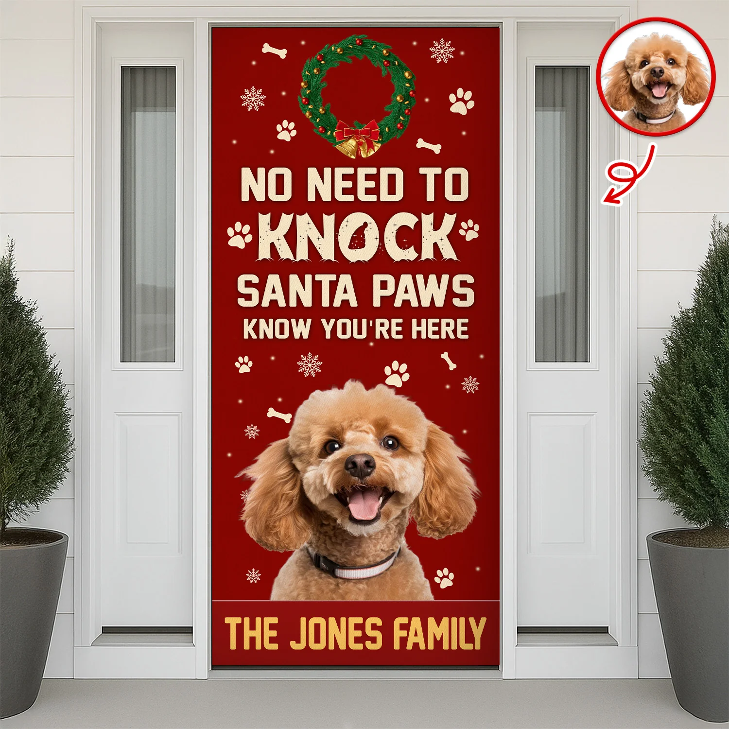 Custom Photo No Need To Knock Santa Paw Know You're Here - Personalized Door Cover CH07 896854 - Image 6