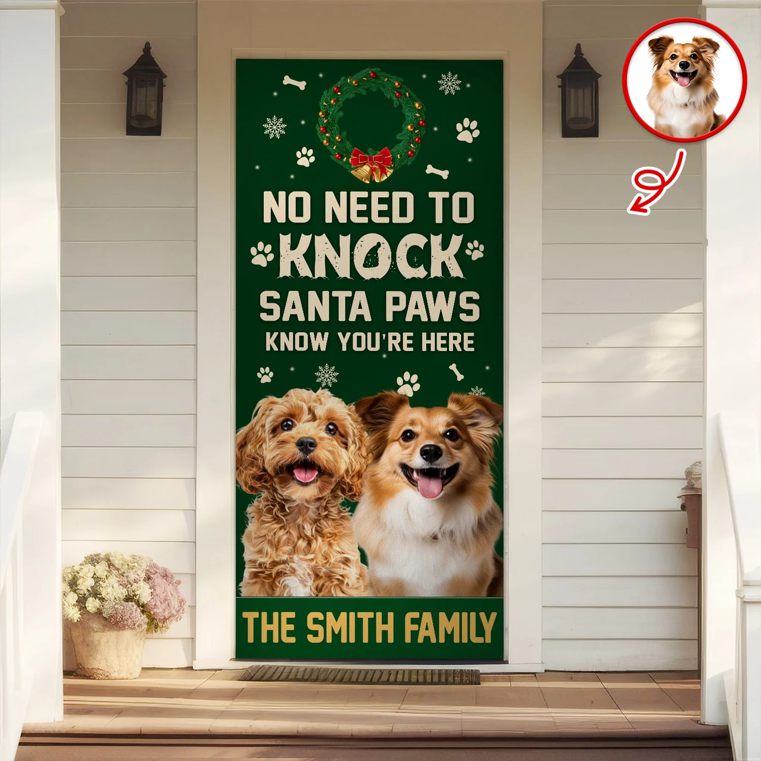 Custom Photo No Need To Knock Santa Paw Know You're Here - Personalized Door Cover CH07 896854 - Image 9