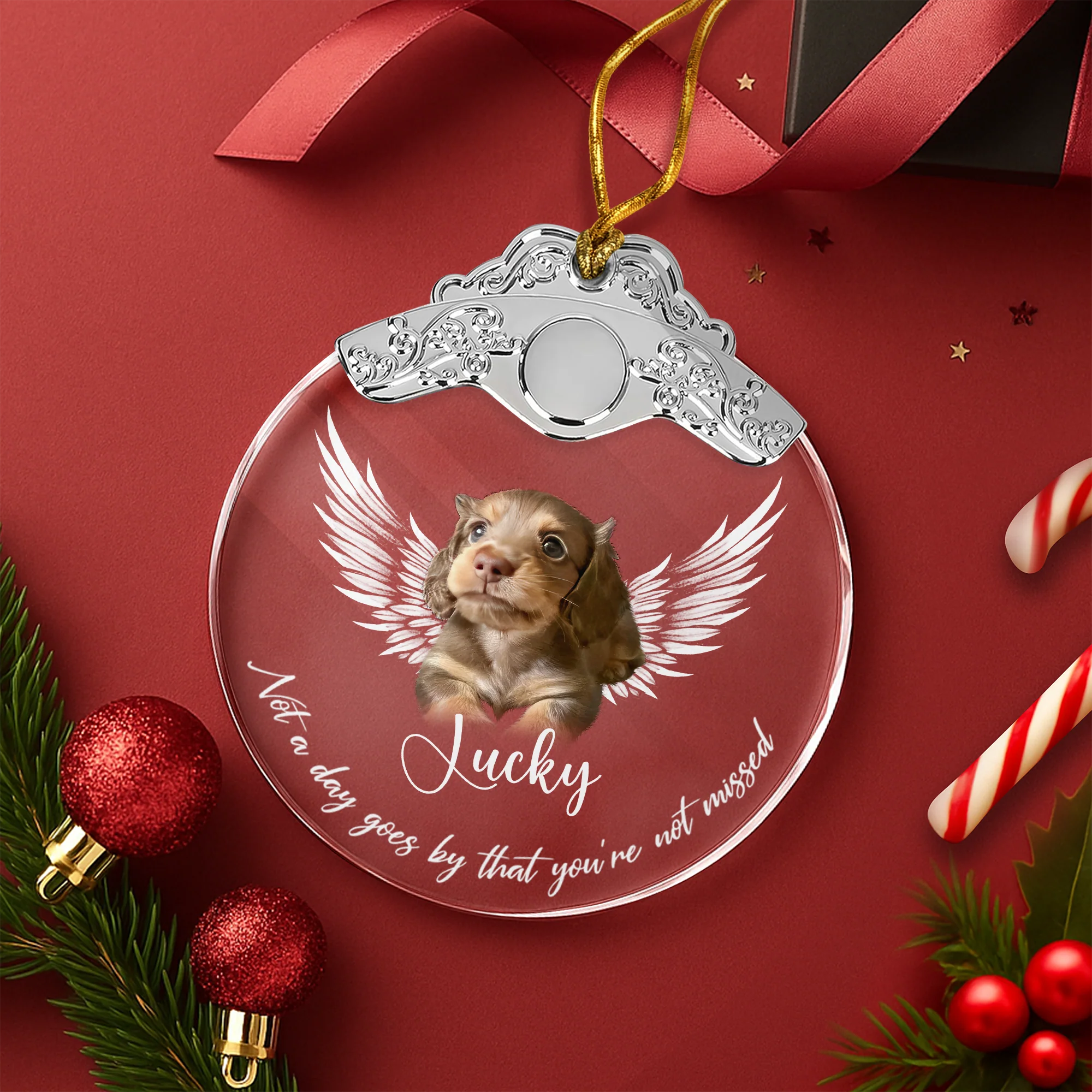 Custom Photo Not A Day Goes By Memorial Dog Cat Metal Top Glass Ornament HA75 897174 - Image 2