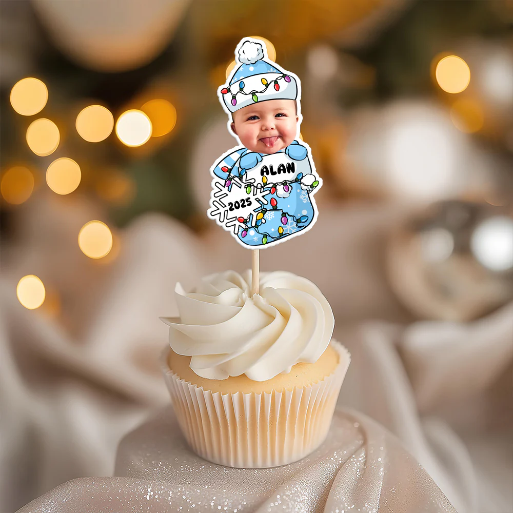 Custom Photo Peeking Baby First Christmas - Personalized Cupcake Toppers LM32 895781 - Image 5