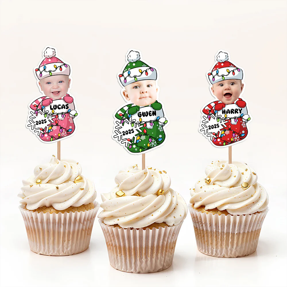Custom Photo Peeking Baby First Christmas - Personalized Cupcake Toppers LM32 895781 - Image 8