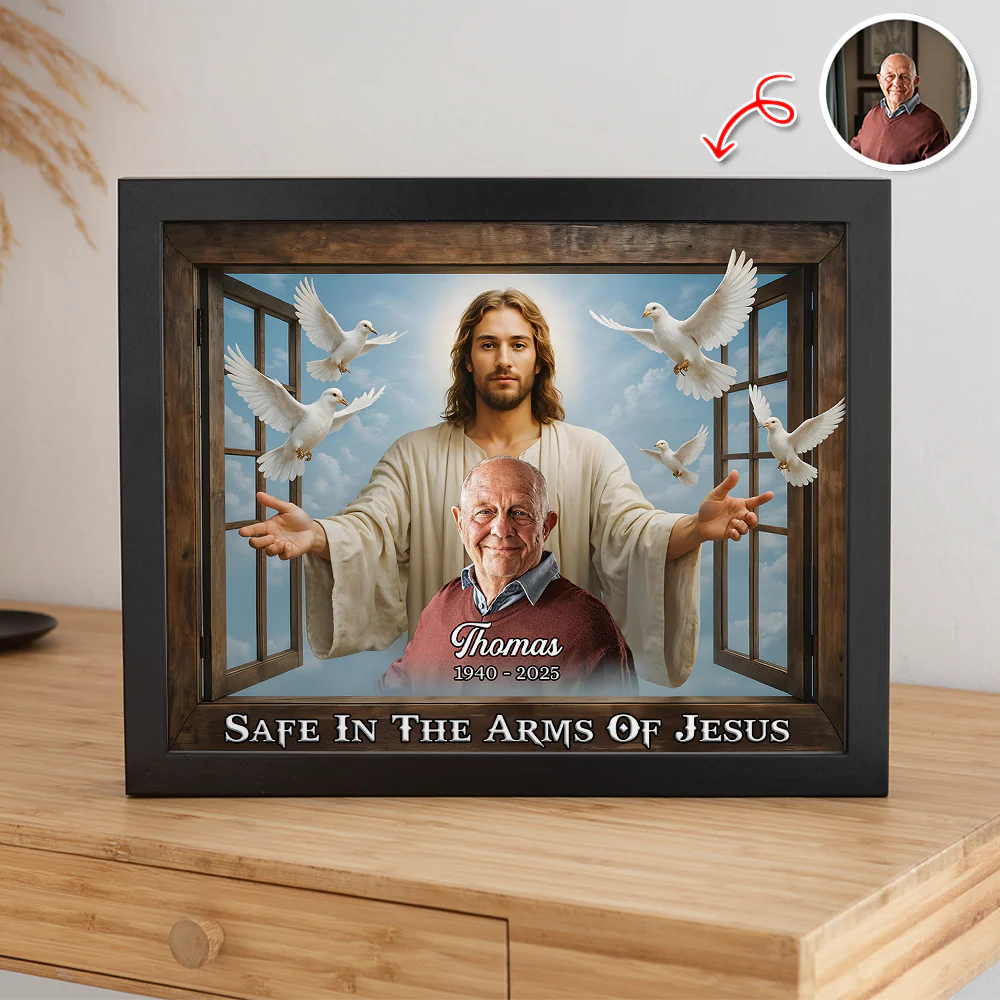 Custom Photo Safe In The Arms Of Jesus Memorial Picture Frame LM32 893901 - Image 3
