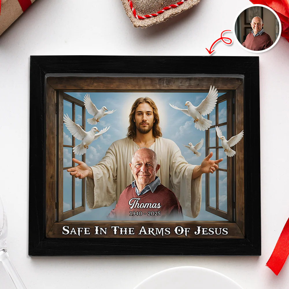 Custom Photo Safe In The Arms Of Jesus Memorial Picture Frame LM32 893901 - Image 7