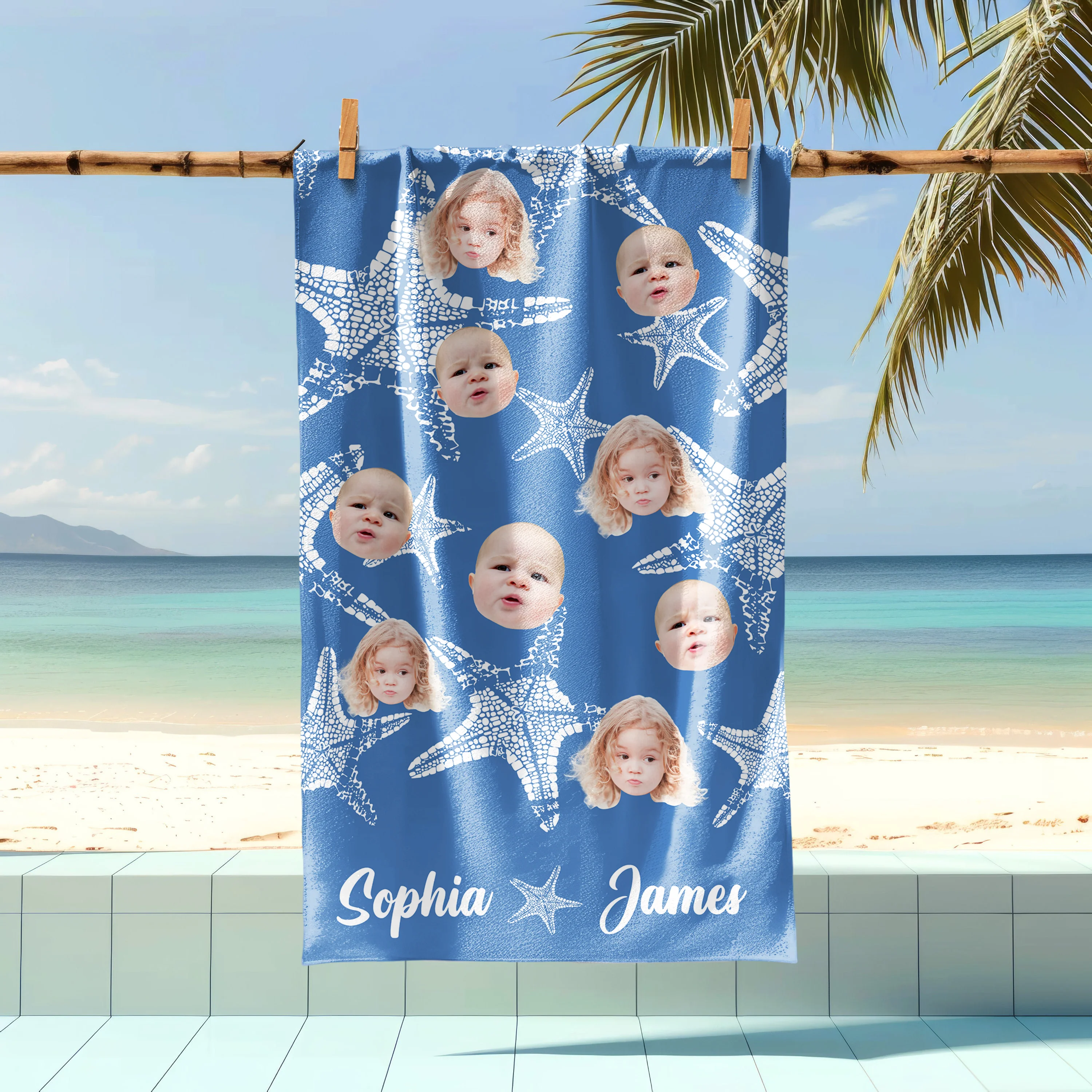 Custom Photo Starfish With Names Personalized Beach Towels HO82 894278 - Image 4