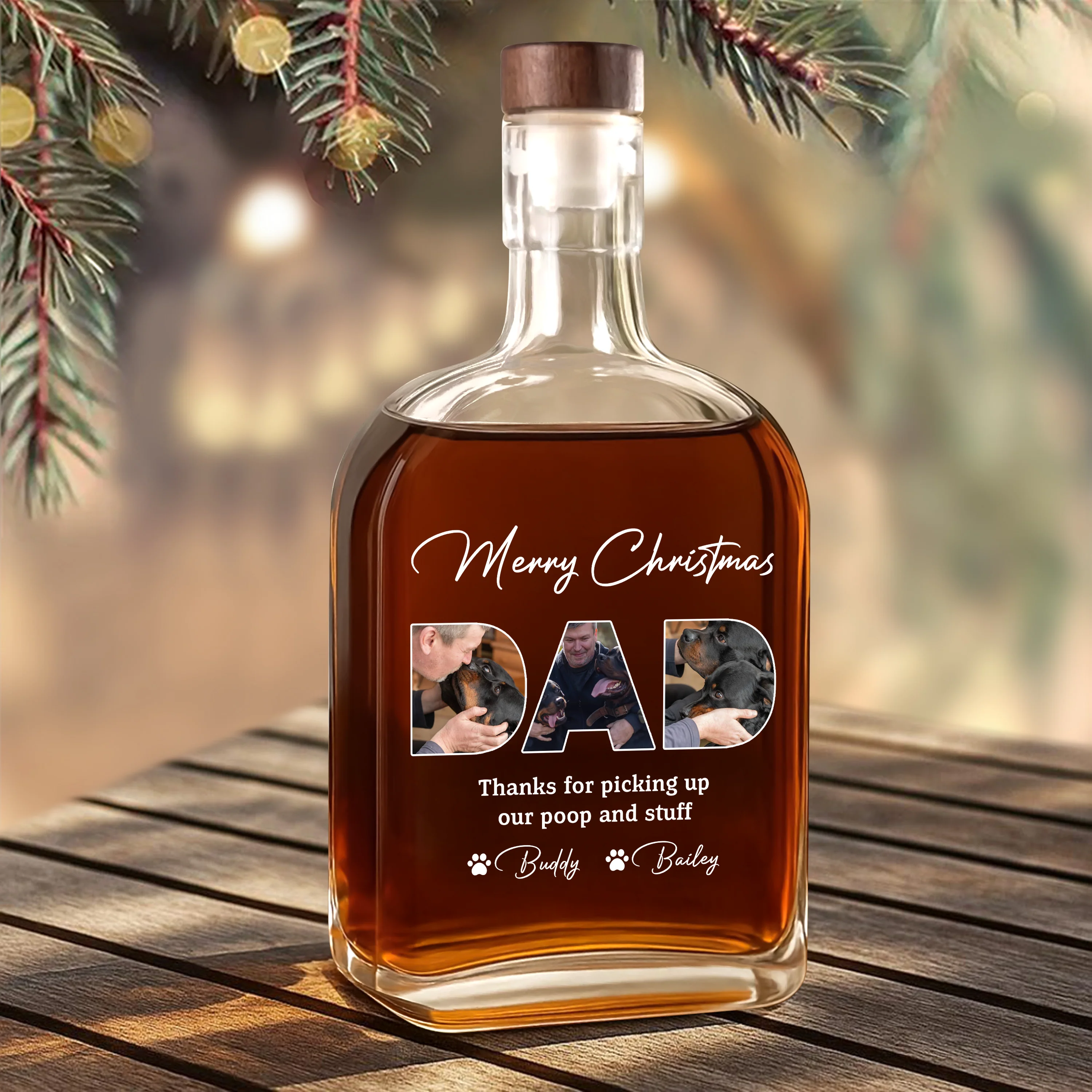 Custom Photo Thanks For Picking Up My Poop And Stuff Whiskey Bottle For Christmas LM32 893863 - Image 8