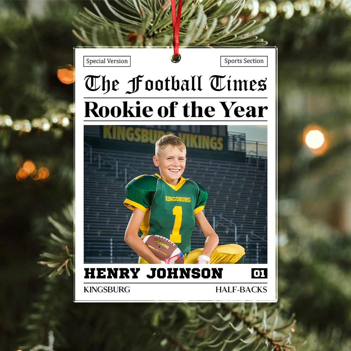 Custom Photo The American Football Times Newspaper Acrylic Ornament CH07 899470 - Image 2