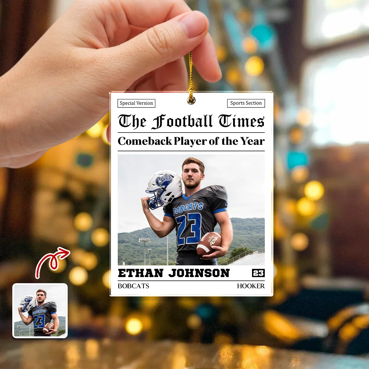 Custom Photo The American Football Times Newspaper Acrylic Ornament CH07 899470 - Image 5